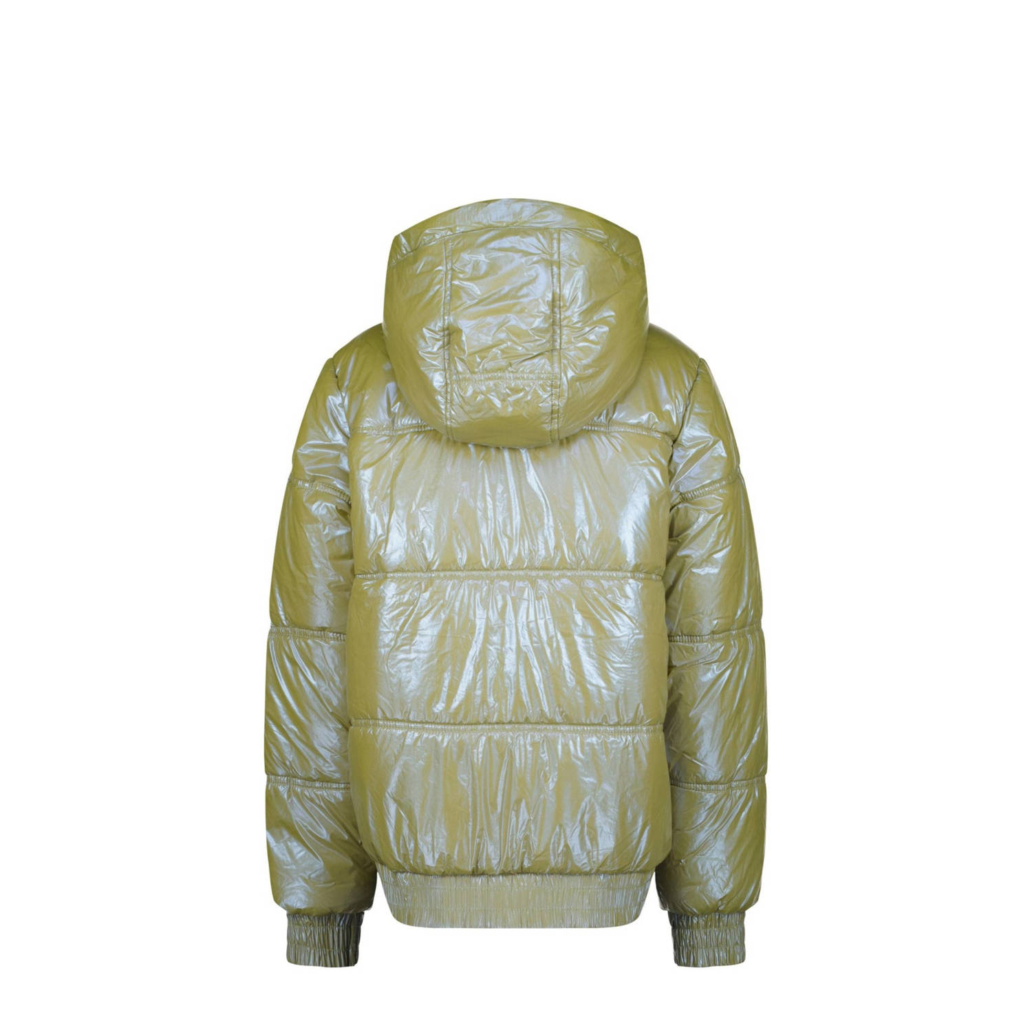 Vingino gewatteerde winterjas Timbly met all over print limegroen