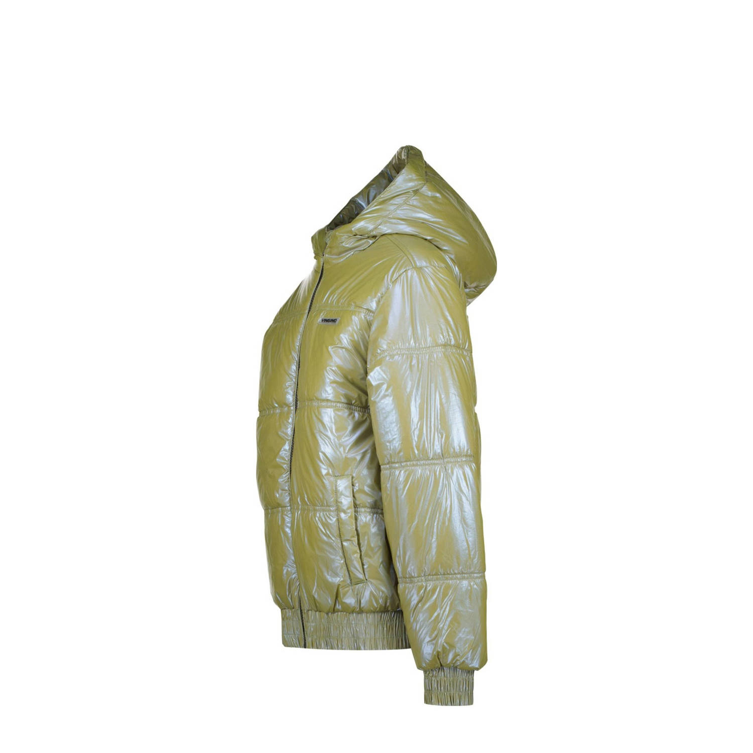 Vingino gewatteerde winterjas Timbly met all over print limegroen
