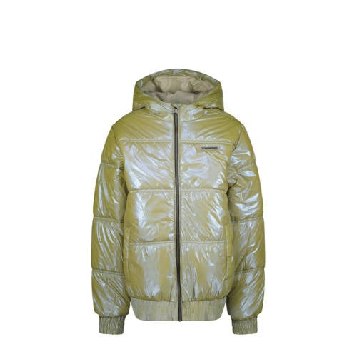 Vingino gewatteerde winterjas Timbly met all over print limegroen afbeelding