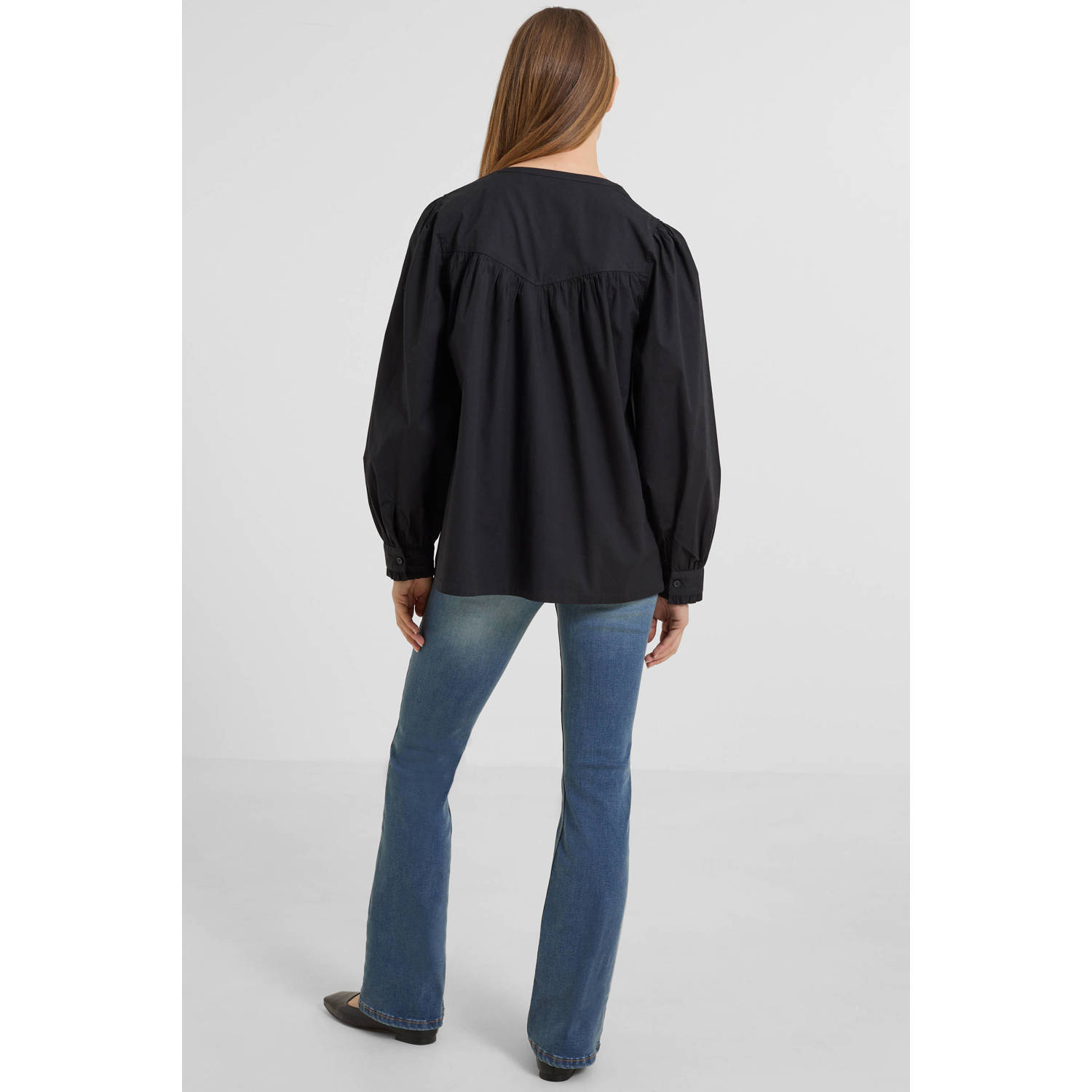 anytime blouse met v-hals zwart