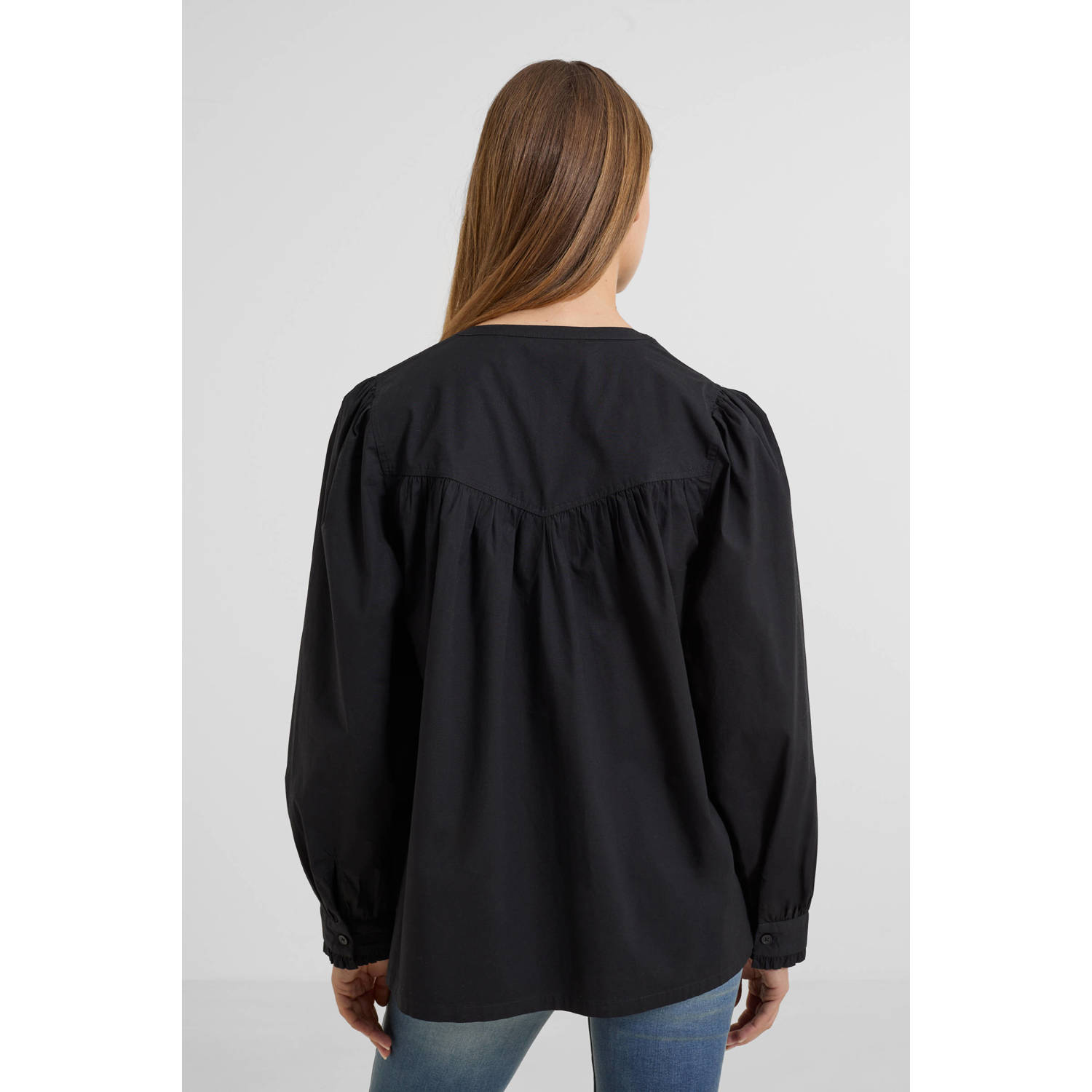 anytime blouse met v-hals zwart