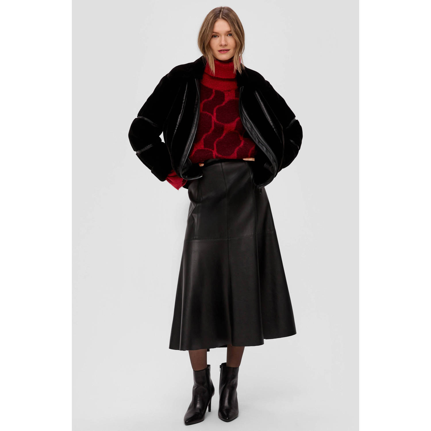S.Oliver BLACK LABEL imitatiebont jas winter zwart