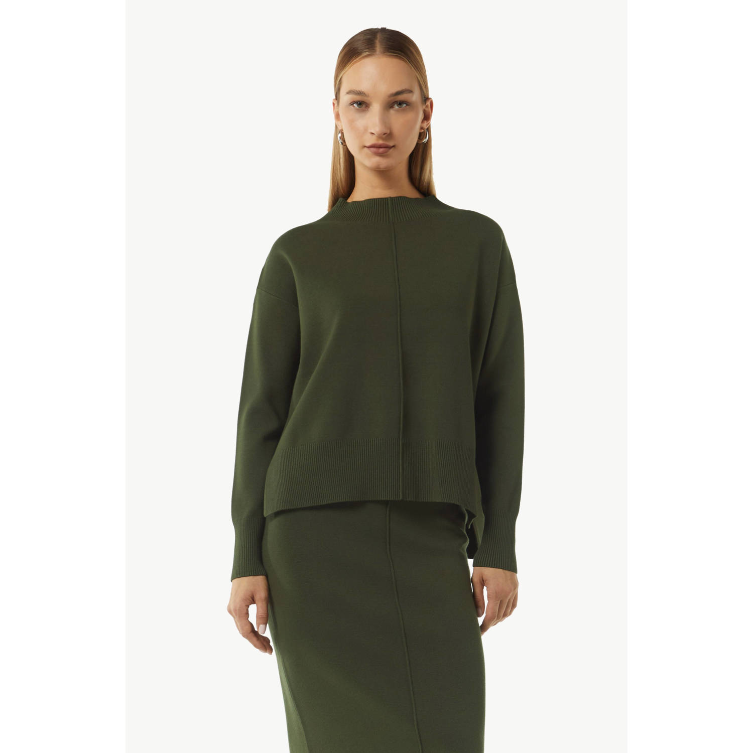 Comma Gebreide trui met zijsplitten Green Dames