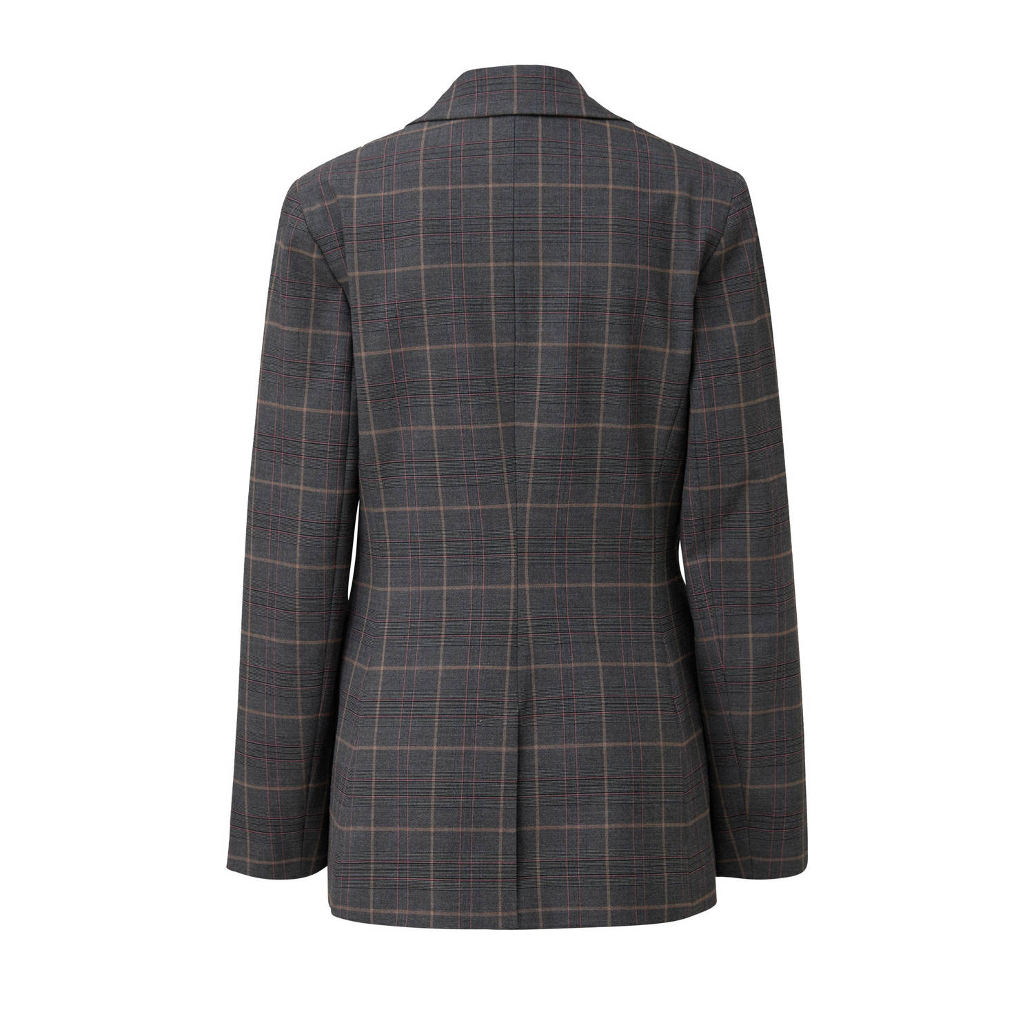 s.Oliver BLACK LABEL geruite rechtvallende blazer marine beige