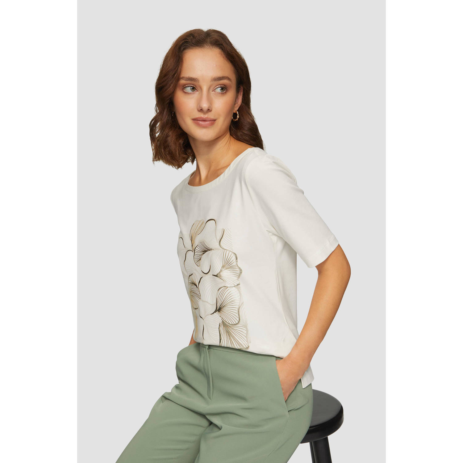 S.Oliver BLACK LABEL top met printopdruk ecru