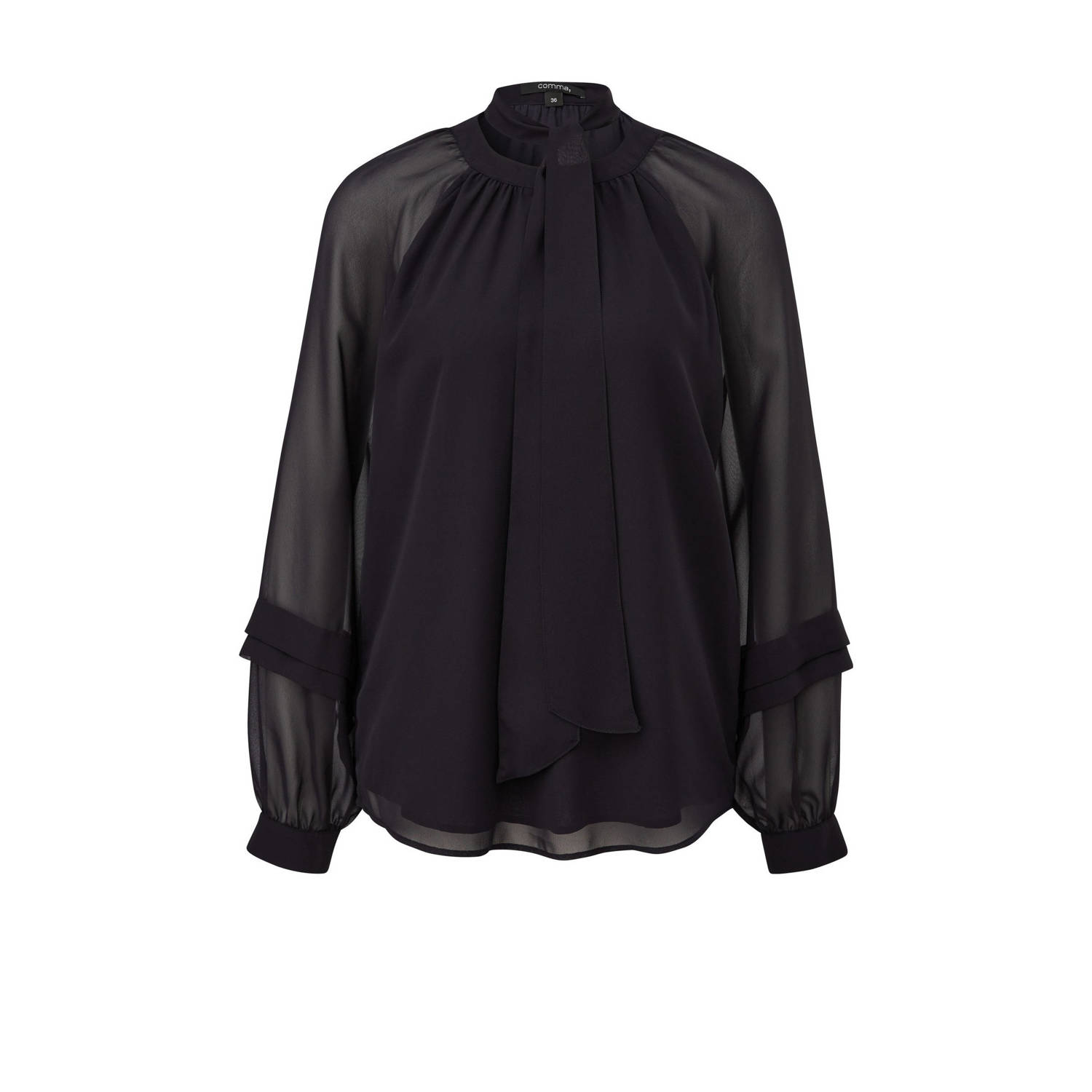 Comma Relaxed fit strikblouse met ballonmouwen