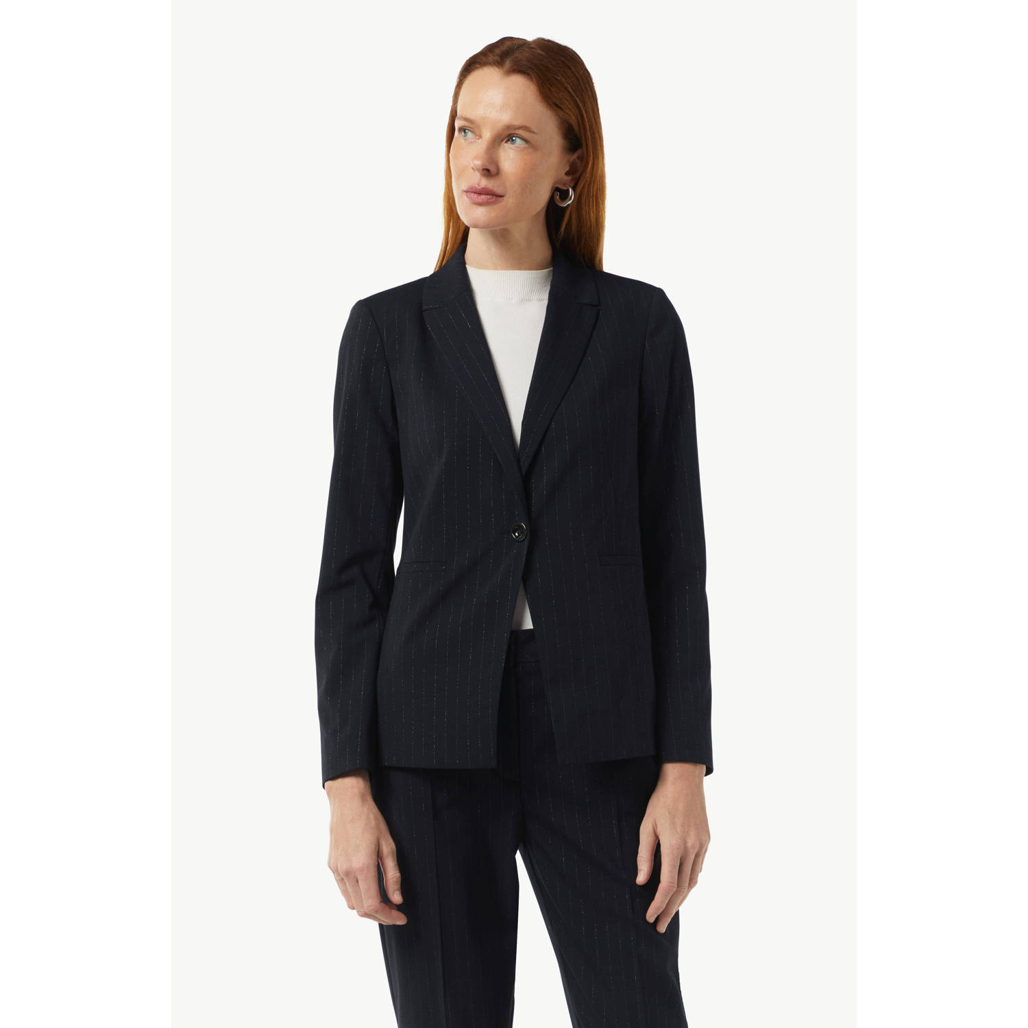 Comma Regular fit blazer met knoopsluiting en paspelzakken