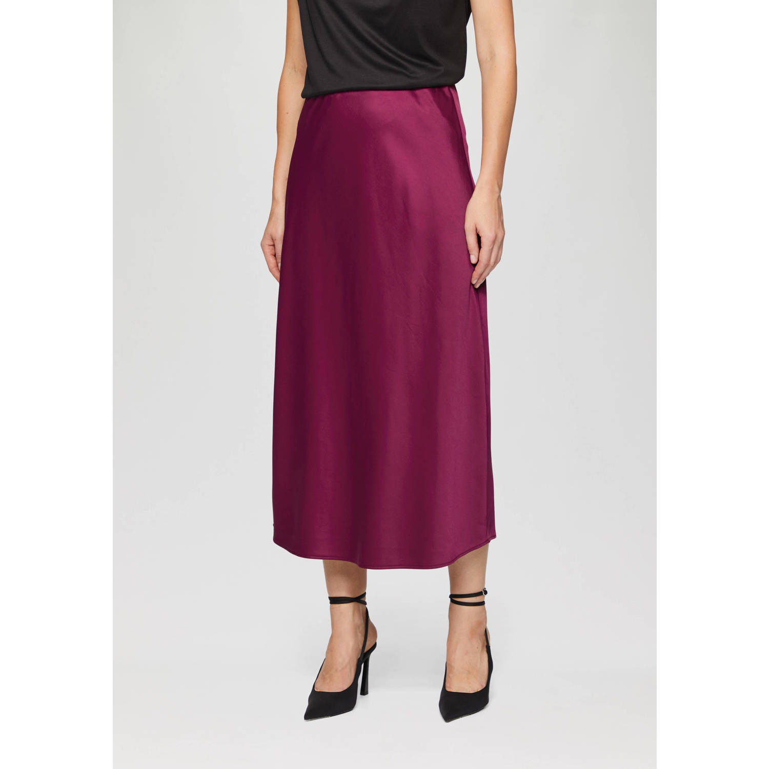 S.Oliver BLACK LABEL Regular fit midirok van satijn