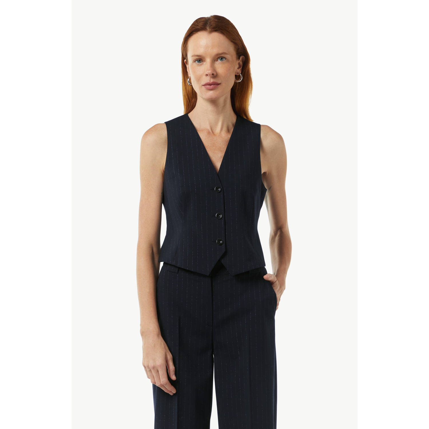 Comma Glitterende Indoor Vest Blue Dames