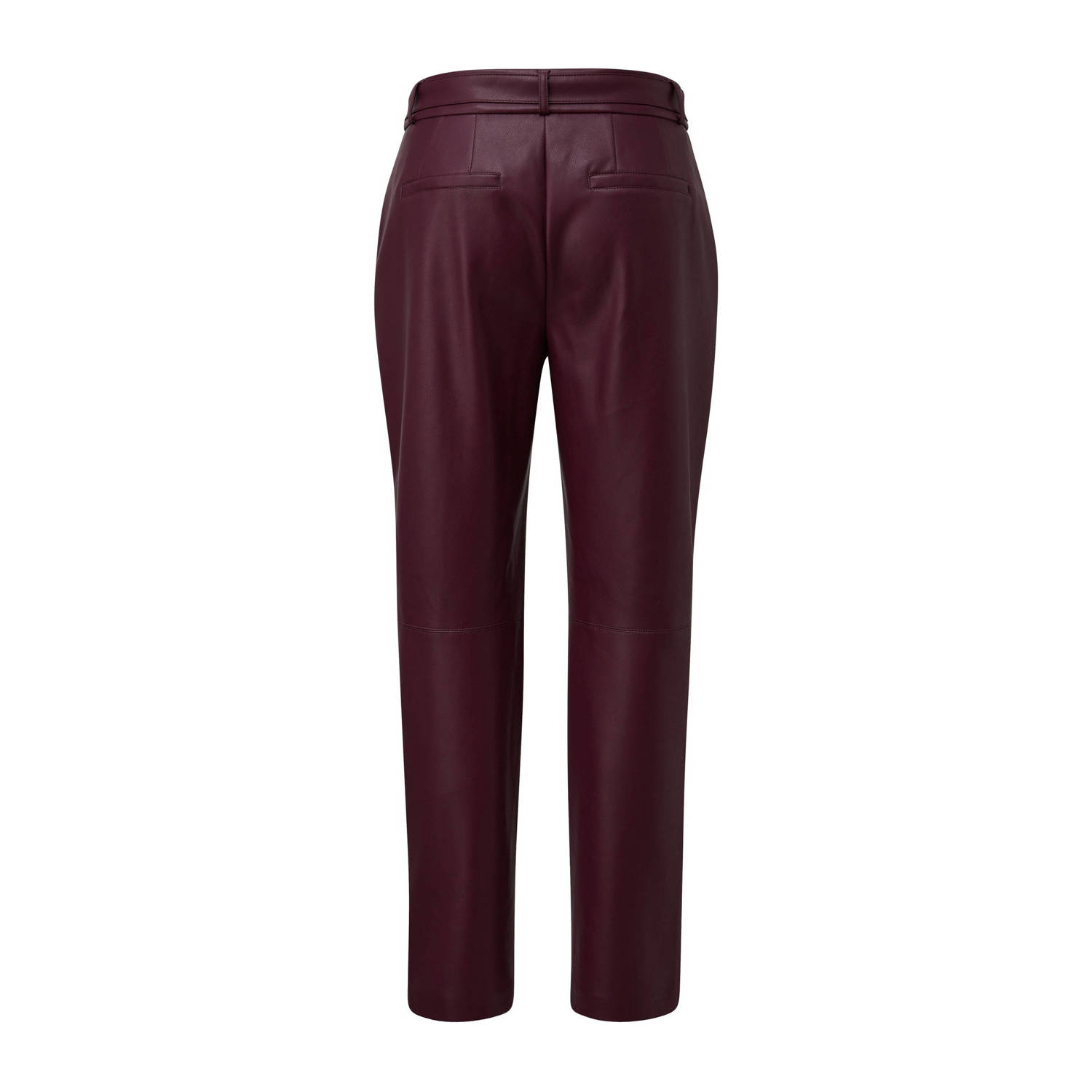s.Oliver BLACK LABEL imitatieleren high waist regular fit broek donkerpaars
