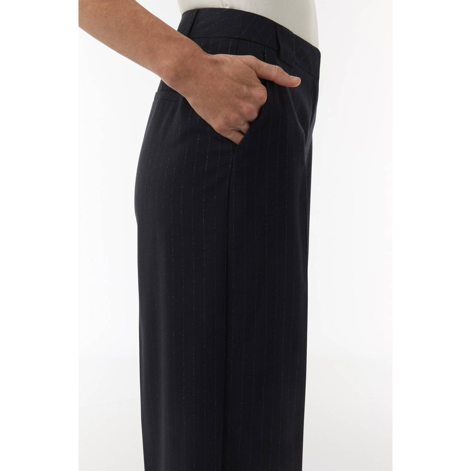 comma wide leg pantalon donkerblauw