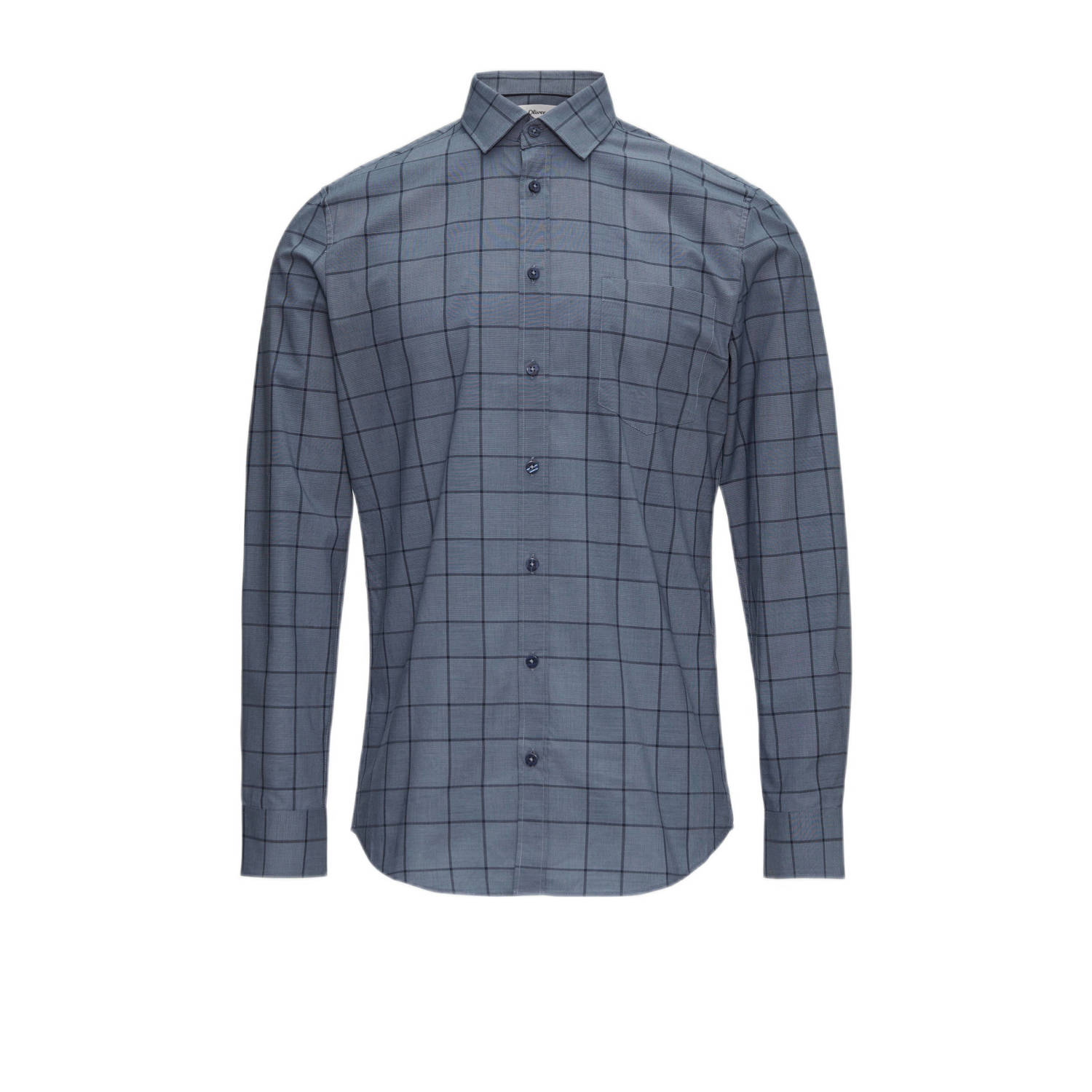 S.Oliver BLACK LABEL geruit slim fit overhemd marine