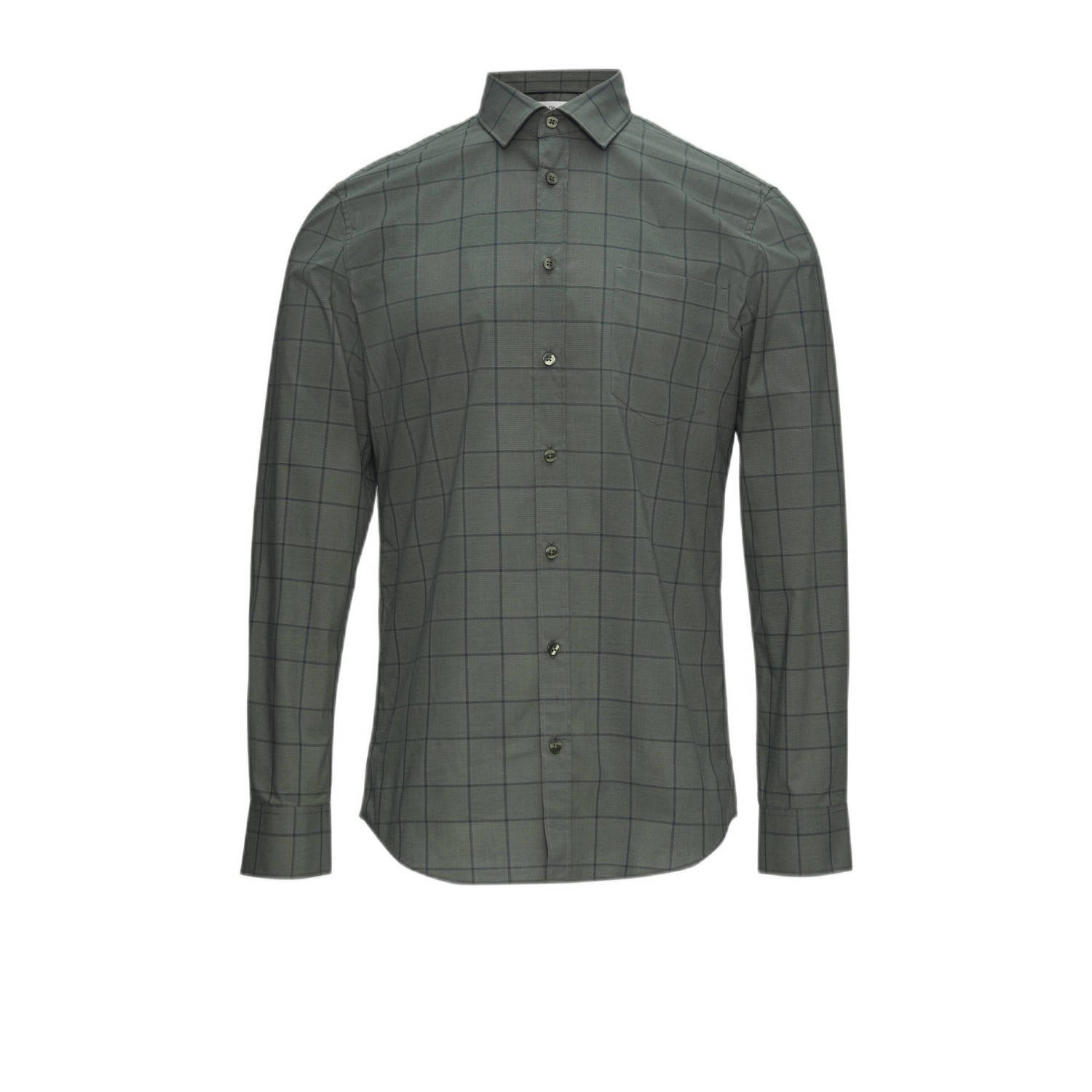 S.Oliver BLACK LABEL geruit slim fit overhemd donkergroen