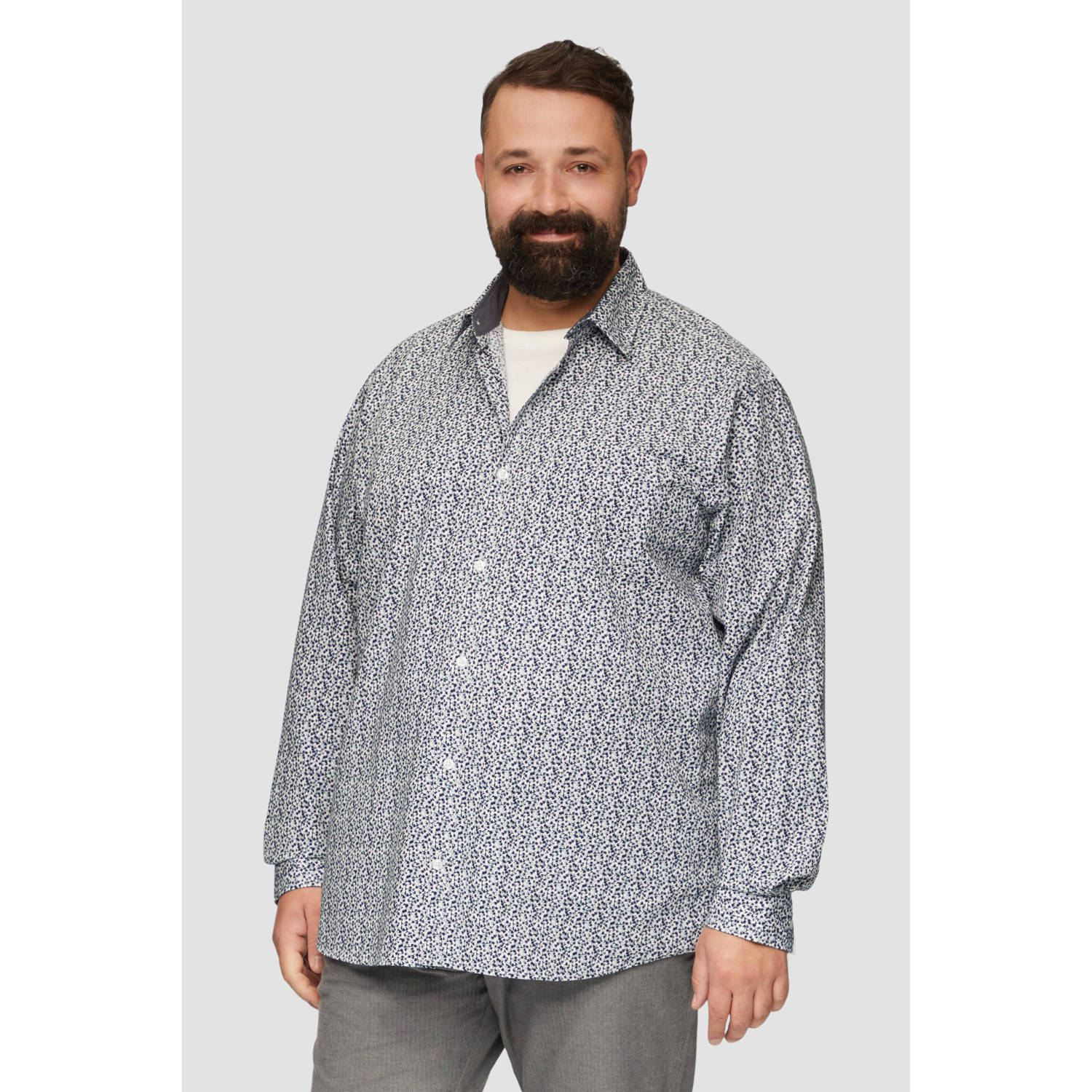 S.Oliver Big Size overhemd Plus Size met all over print ecru