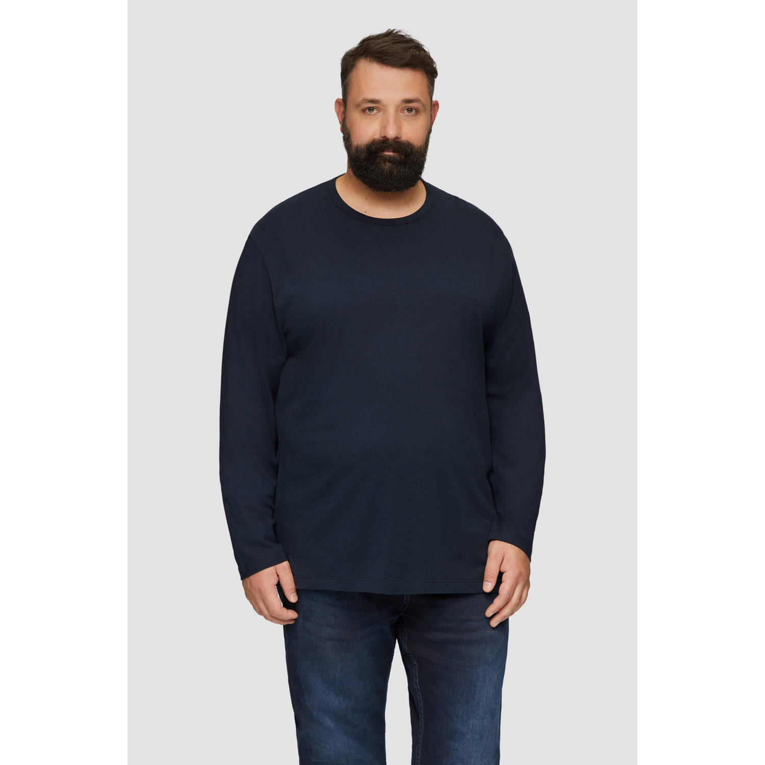 S.Oliver Big Size longsleeve Plus Size donkerblauw