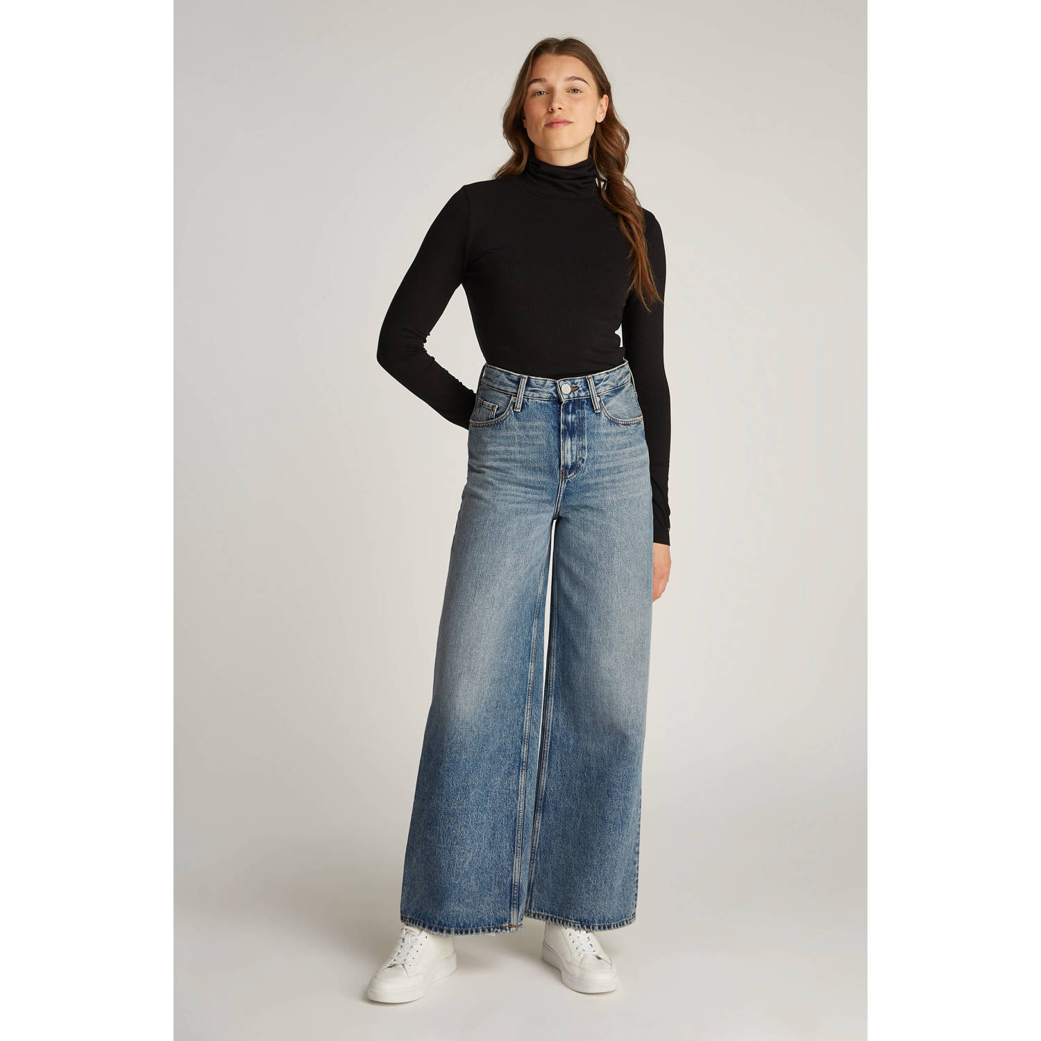 Tommy Hilfiger high waist wide leg jeans medium blue denim