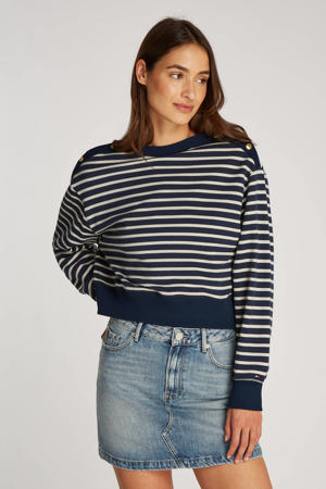trui donkerblauw fijn gebreid