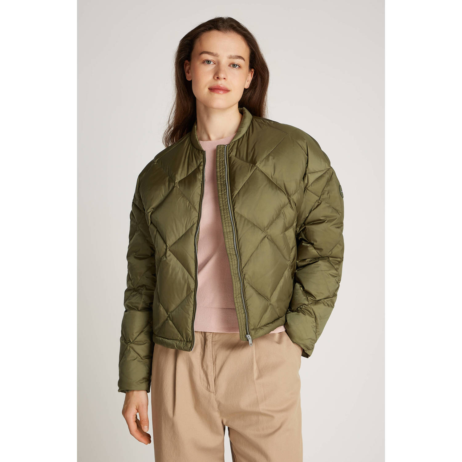 Tommy Hilfiger gewatteerde jas olijfgroen