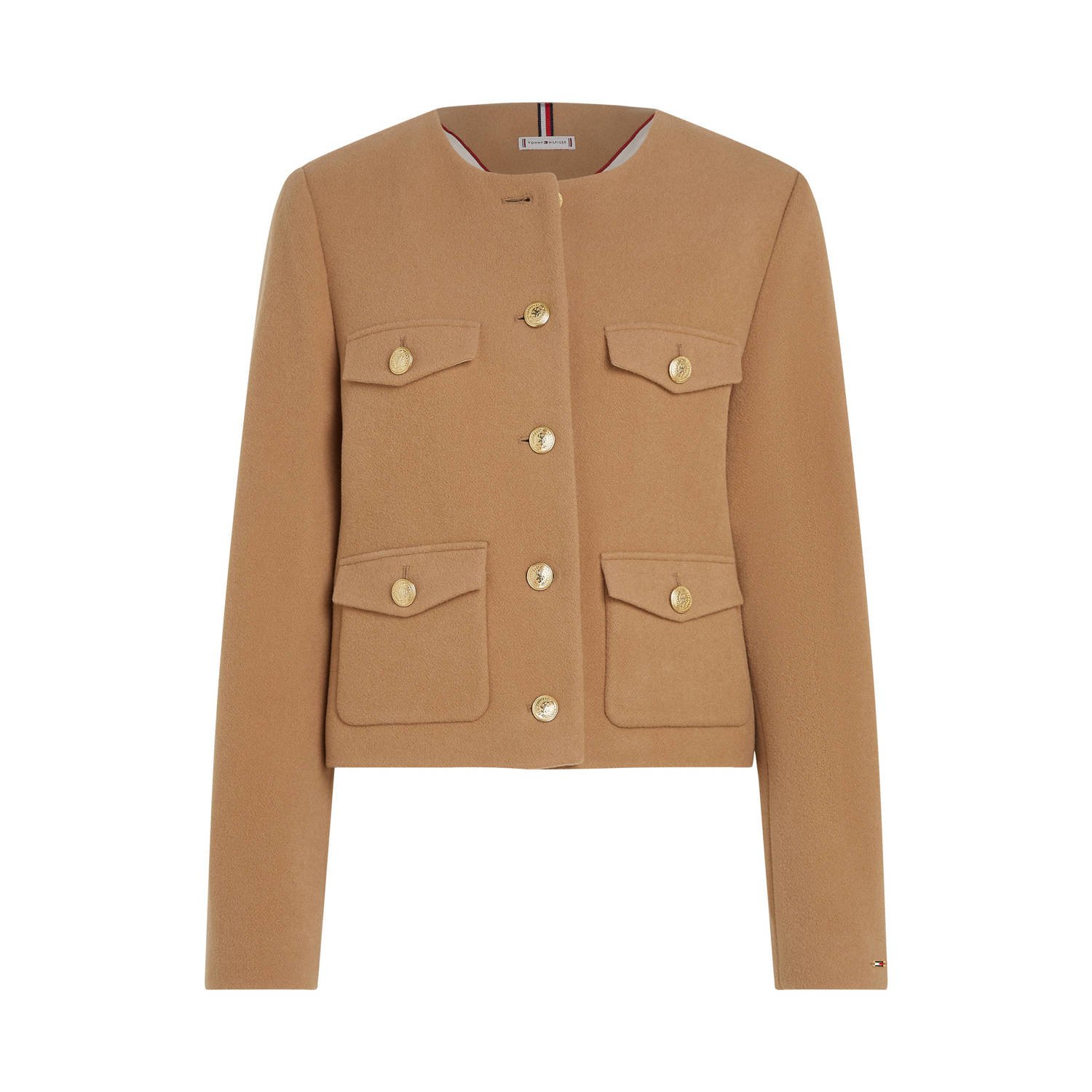 TOMMY HILFIGER Dames Jassen Crop Wool Gold Button Jacket Bruin