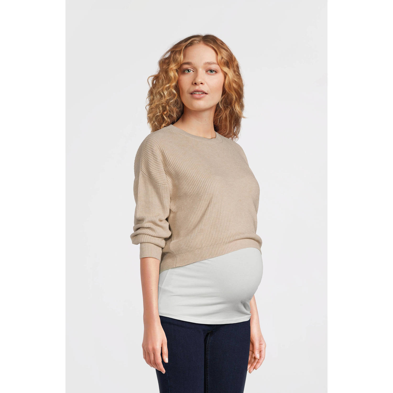 LOVE2WAIT gebreide one size zwangerschapstrui kaki