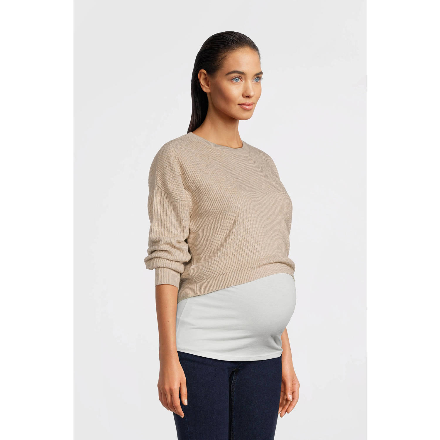 Love2wait gebreide trui kaki Groen Dames Katoen Ronde hals Effen one size