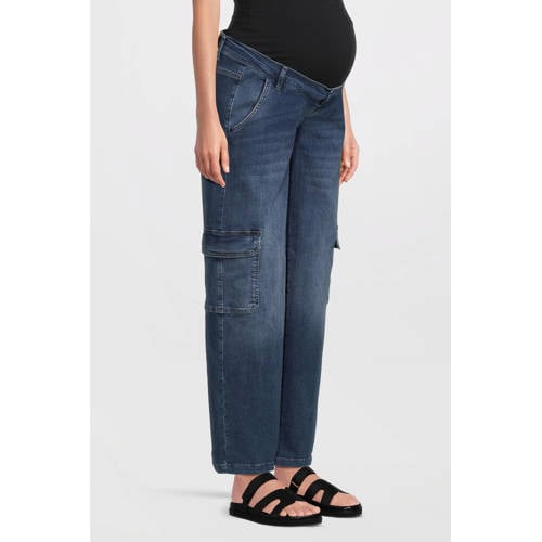 LOVE2WAIT low waist zwangerschaps cargo jeans stonewashed afbeelding