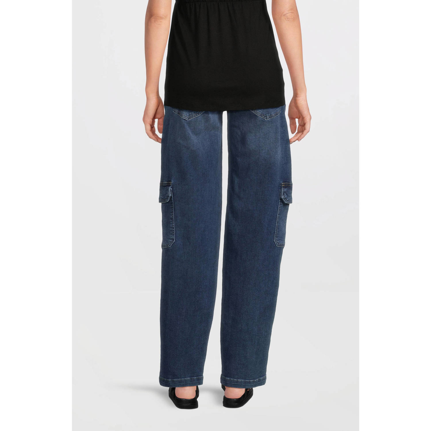 LOVE2WAIT low waist zwangerschaps cargo jeans stonewashed