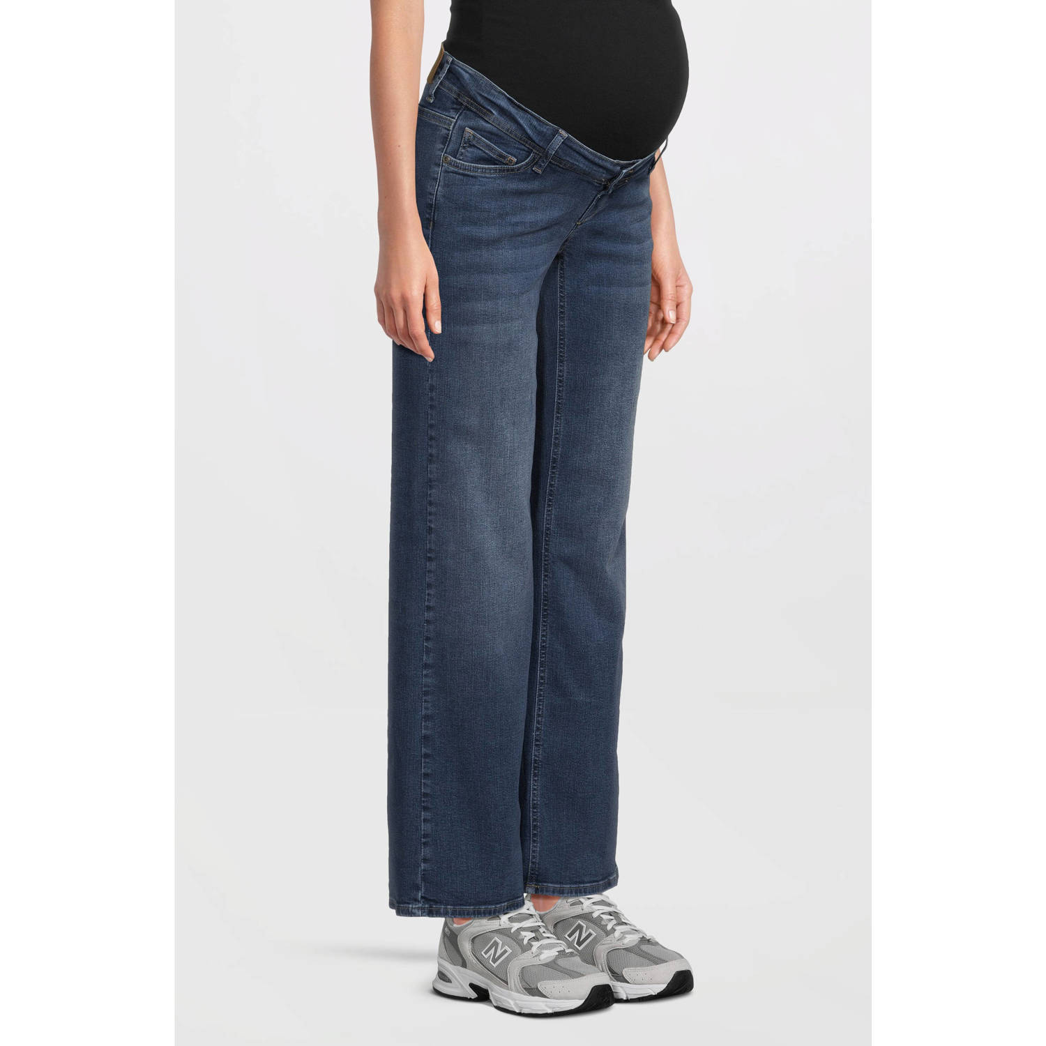 LOVE2WAIT low waist zwangerschaps wide leg jeans stonewashed