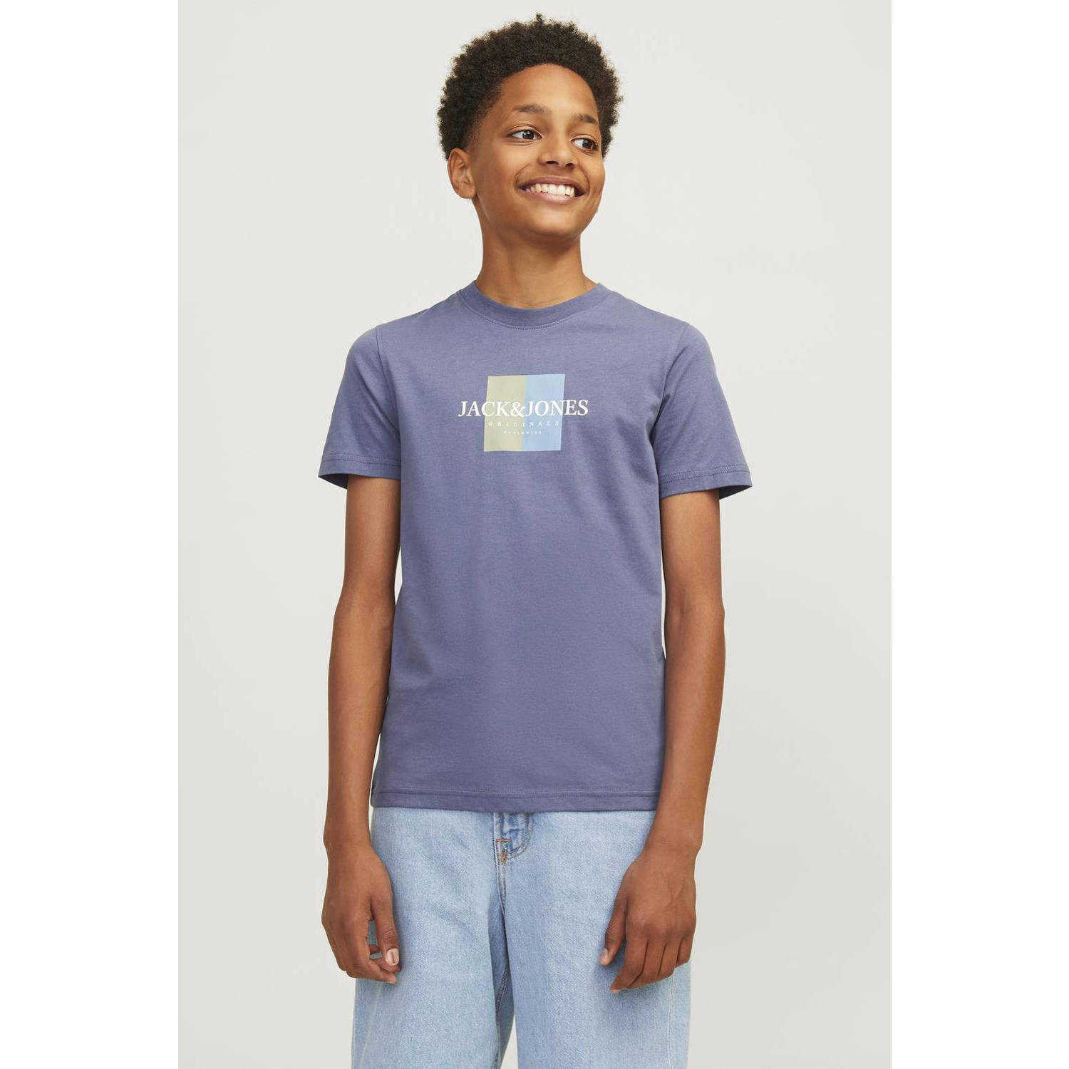 JACK & JONES JUNIOR T-shirt met printopdruk paarsblauw