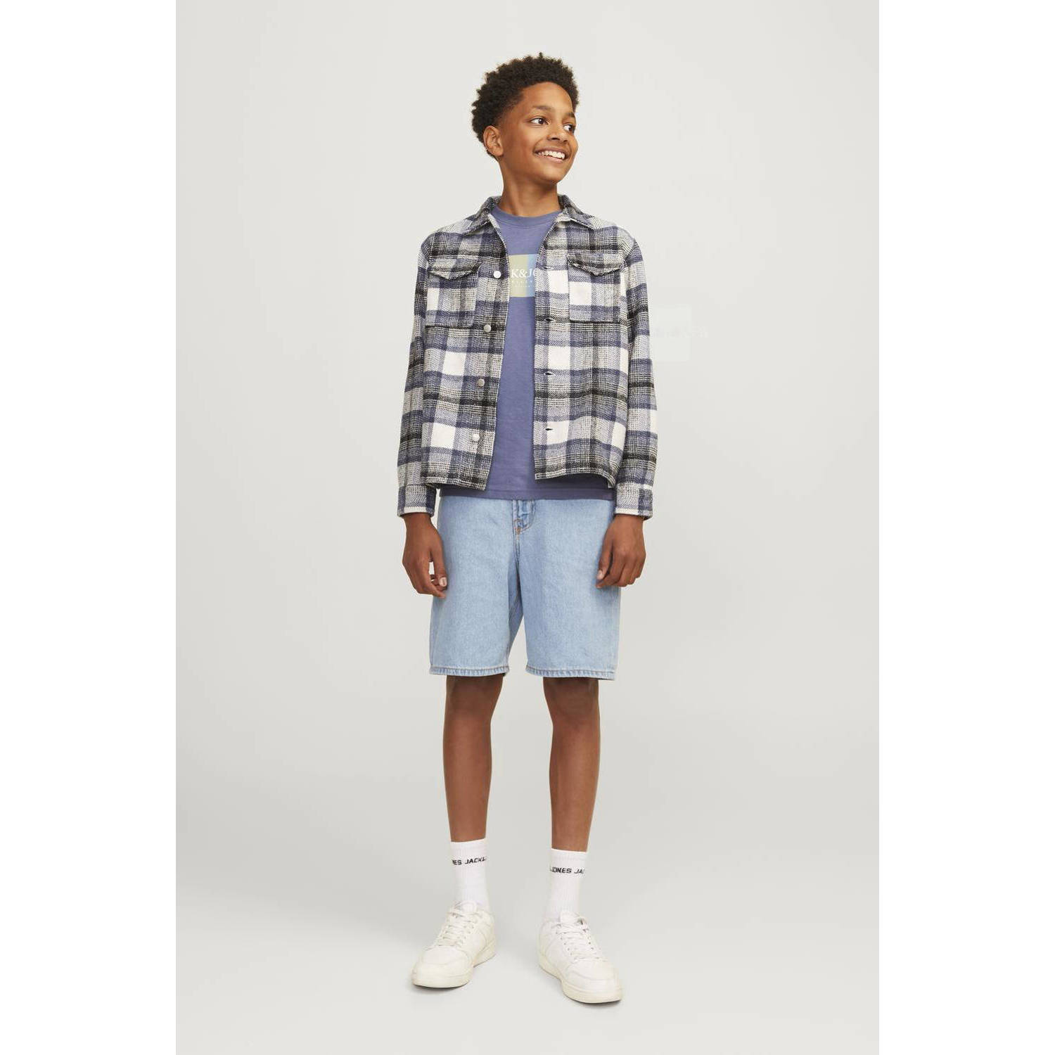 JACK & JONES JUNIOR T-shirt met printopdruk paarsblauw