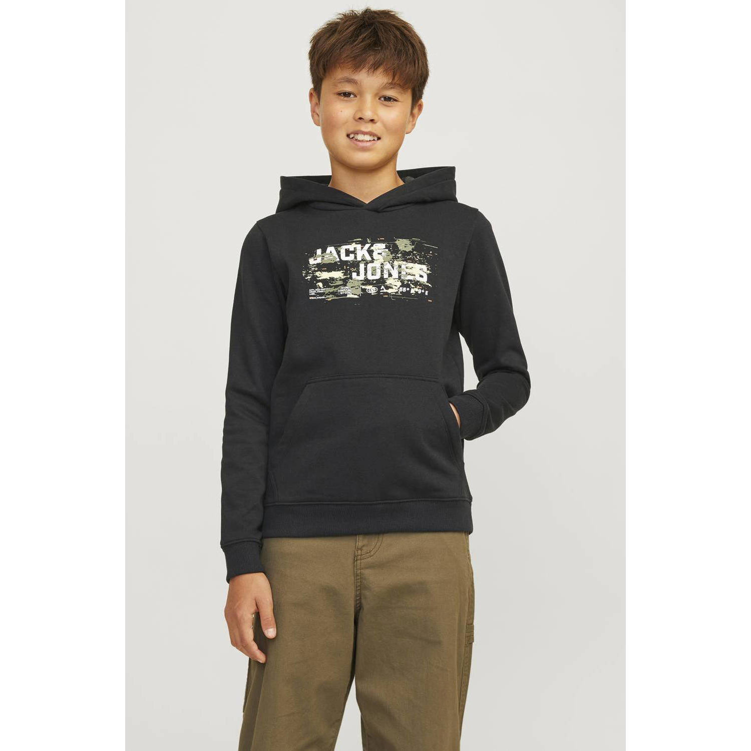 JACK & JONES JUNIOR hoodie JCOOUTDOOR zwart