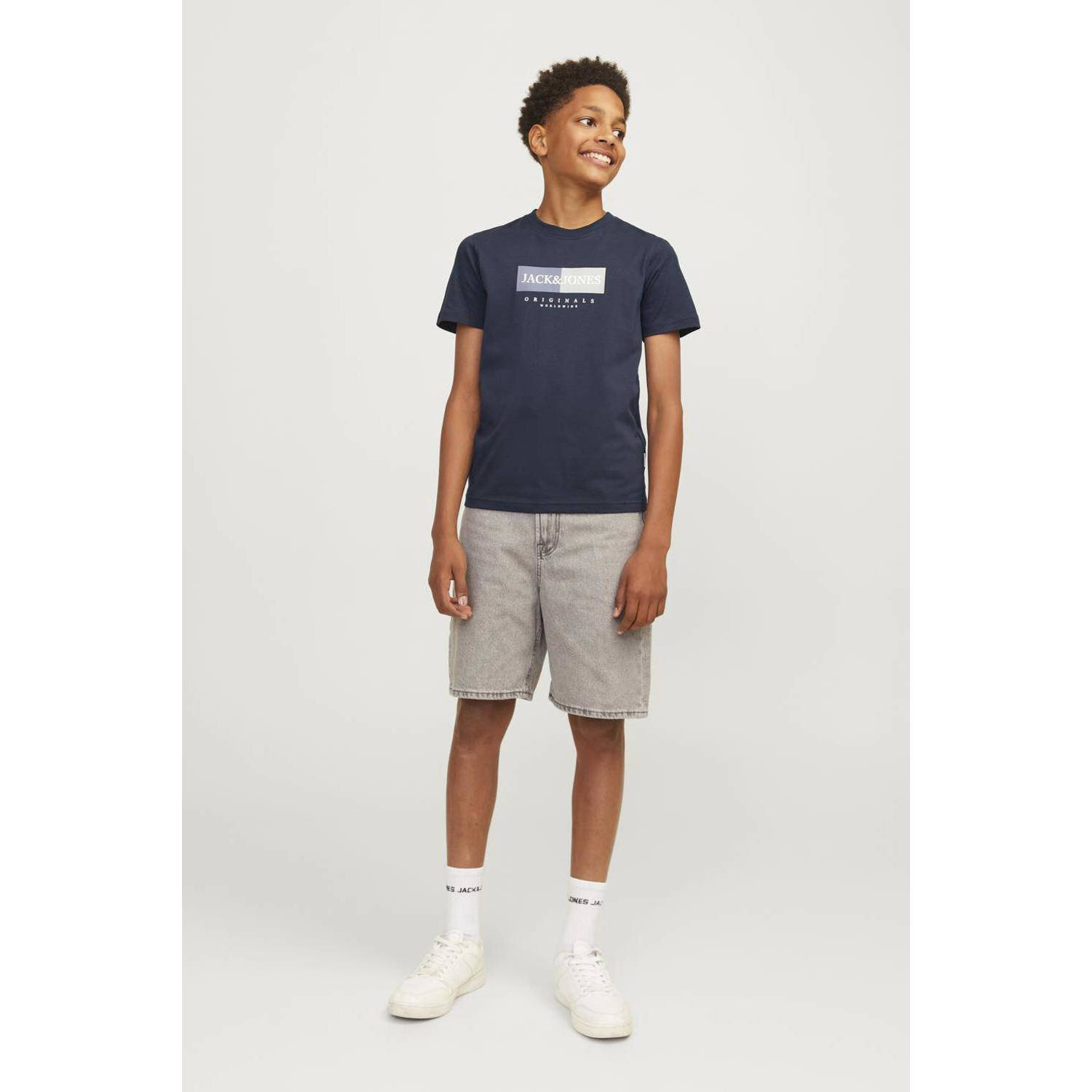 JACK & JONES JUNIOR T-shirt met printopdruk donkerblauw