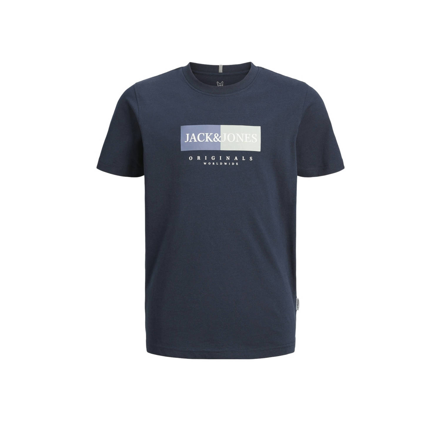 Jack & jones JUNIOR T-shirt met printopdruk donkerblauw Jongens Katoen Ronde hals 128