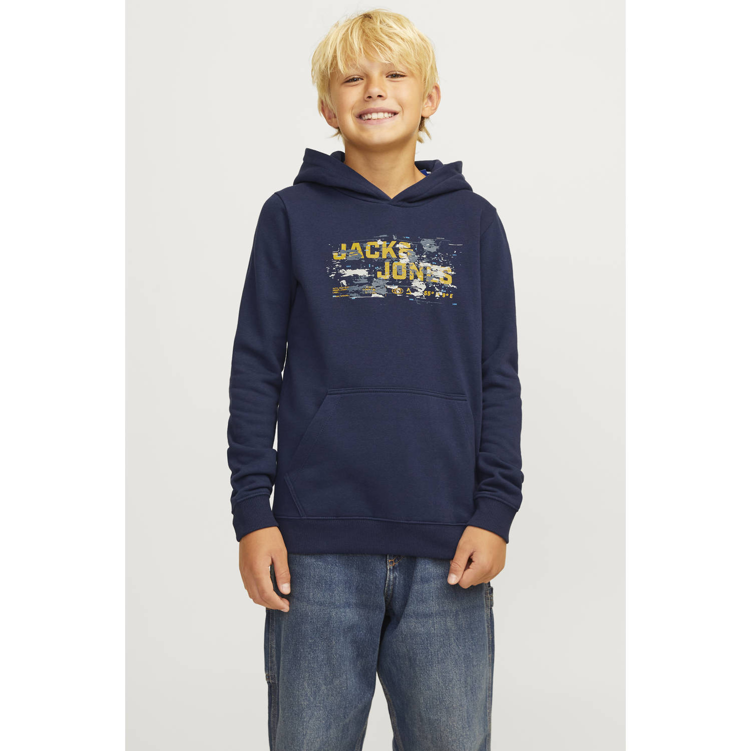 JACK & JONES JUNIOR hoodie JCOOUTDOOR donkerblauw