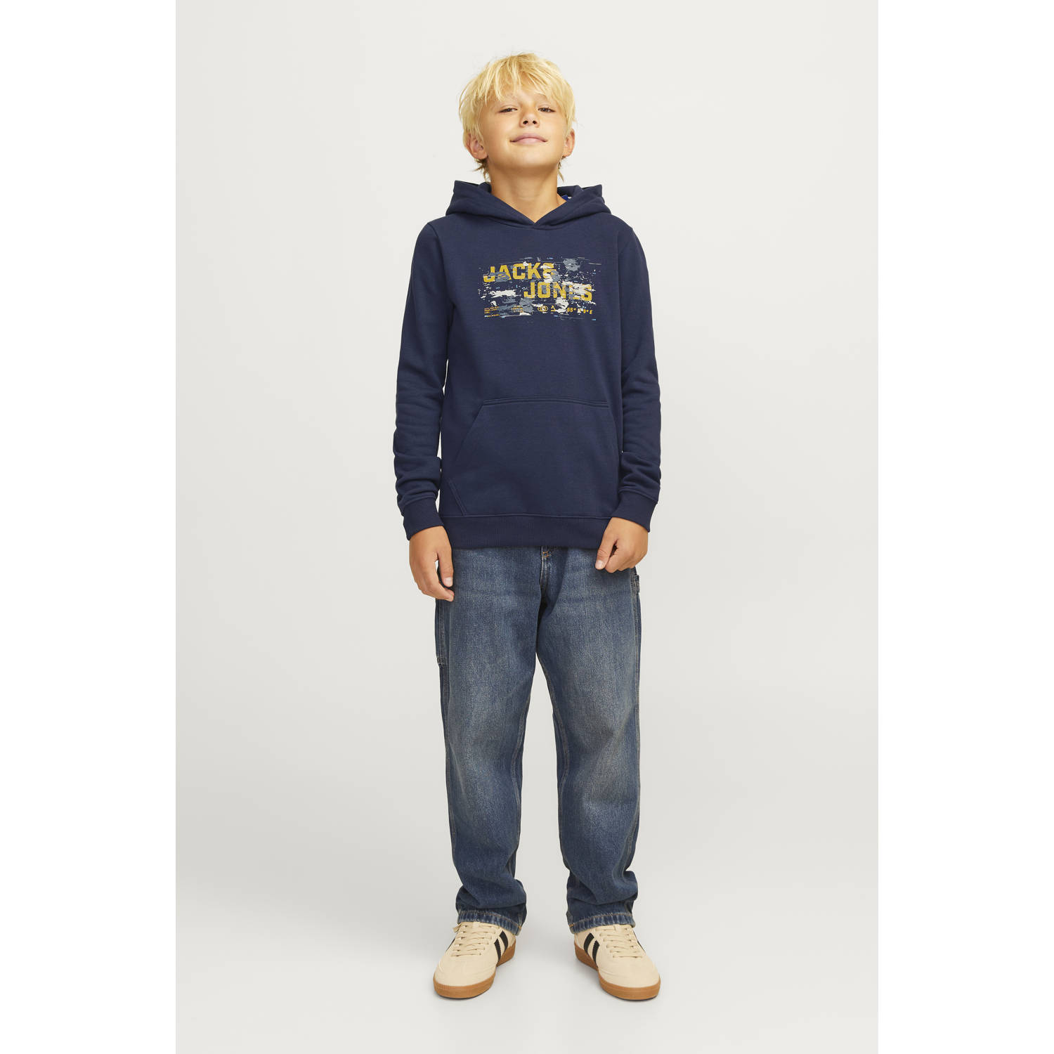 JACK & JONES JUNIOR hoodie JCOOUTDOOR donkerblauw