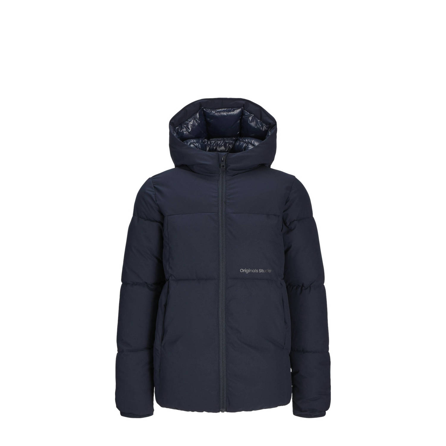 JACK & JONES JUNIOR gewatteerde winterjas JORVESTERBRO donkerblauw