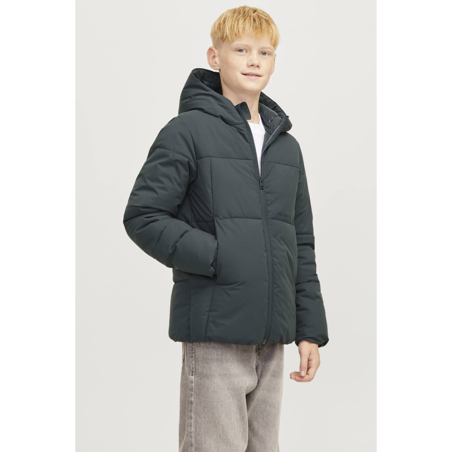 JACK & JONES JUNIOR gewatteerde winterjas JORVESTERBRO diep donkergroen