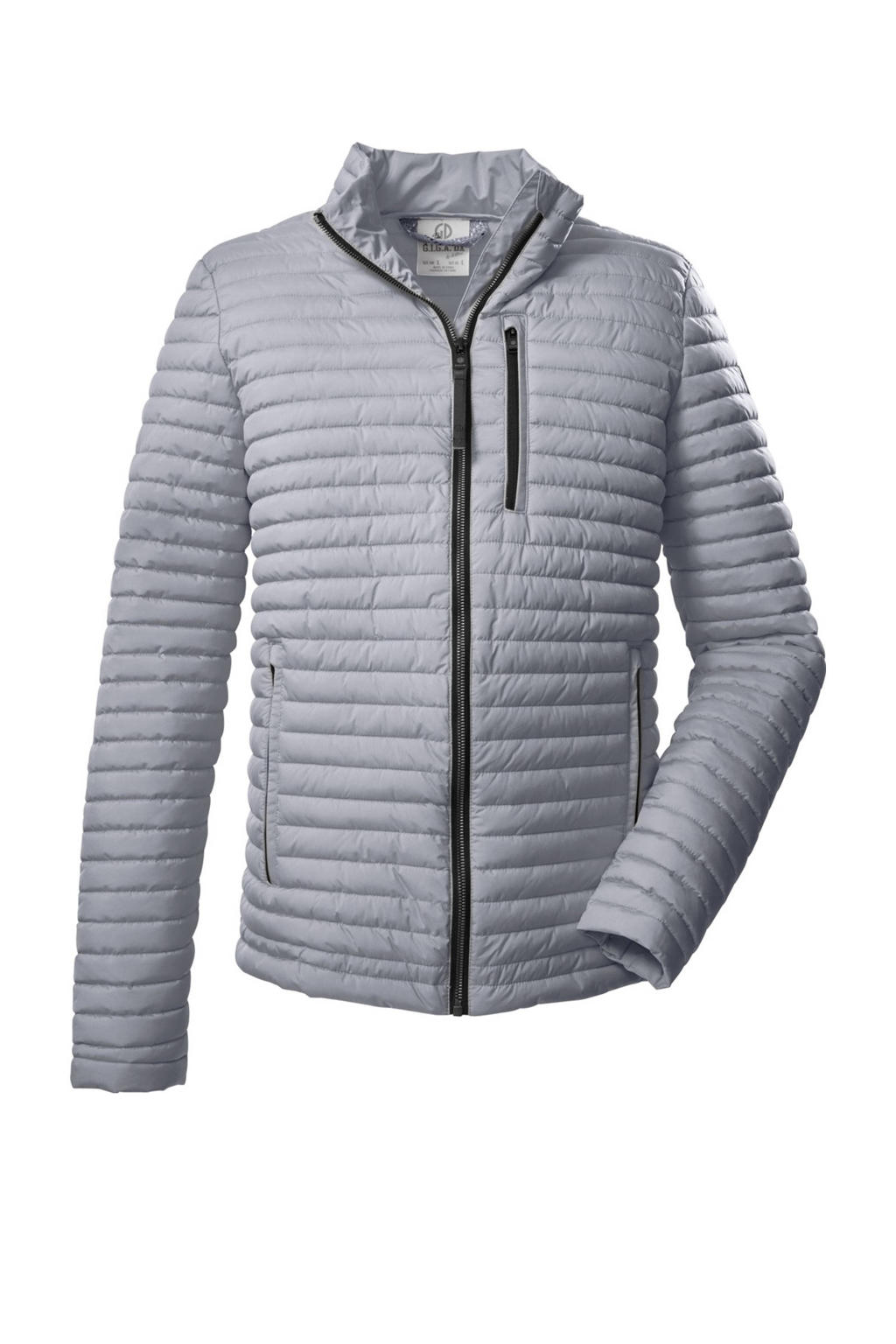 Lichtgrijze heren G.I.G.A. DX outdoor jack van polyester met lange mouwen, opstaande kraag en ritssluiting