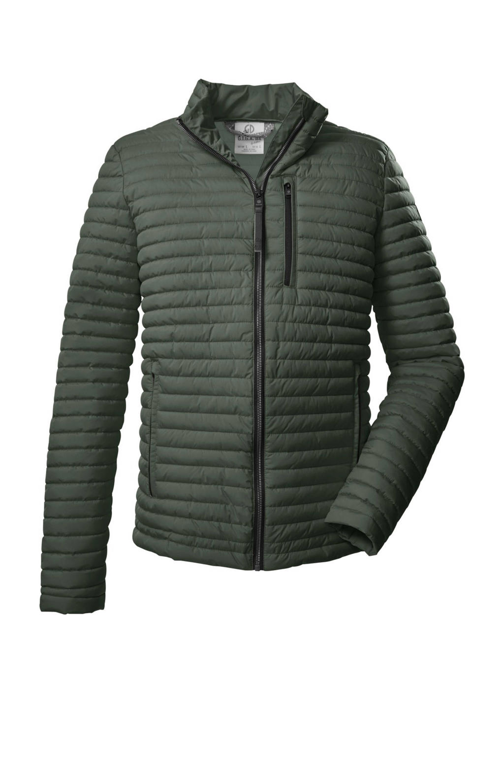 Groene heren G.I.G.A. DX outdoor jack van polyester met lange mouwen, opstaande kraag en ritssluiting