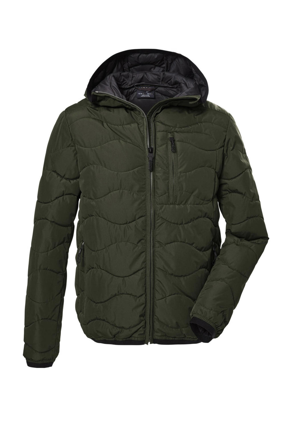 Olijfgroene heren G.I.G.A. DX outdoor jack van polyester met lange mouwen en capuchon