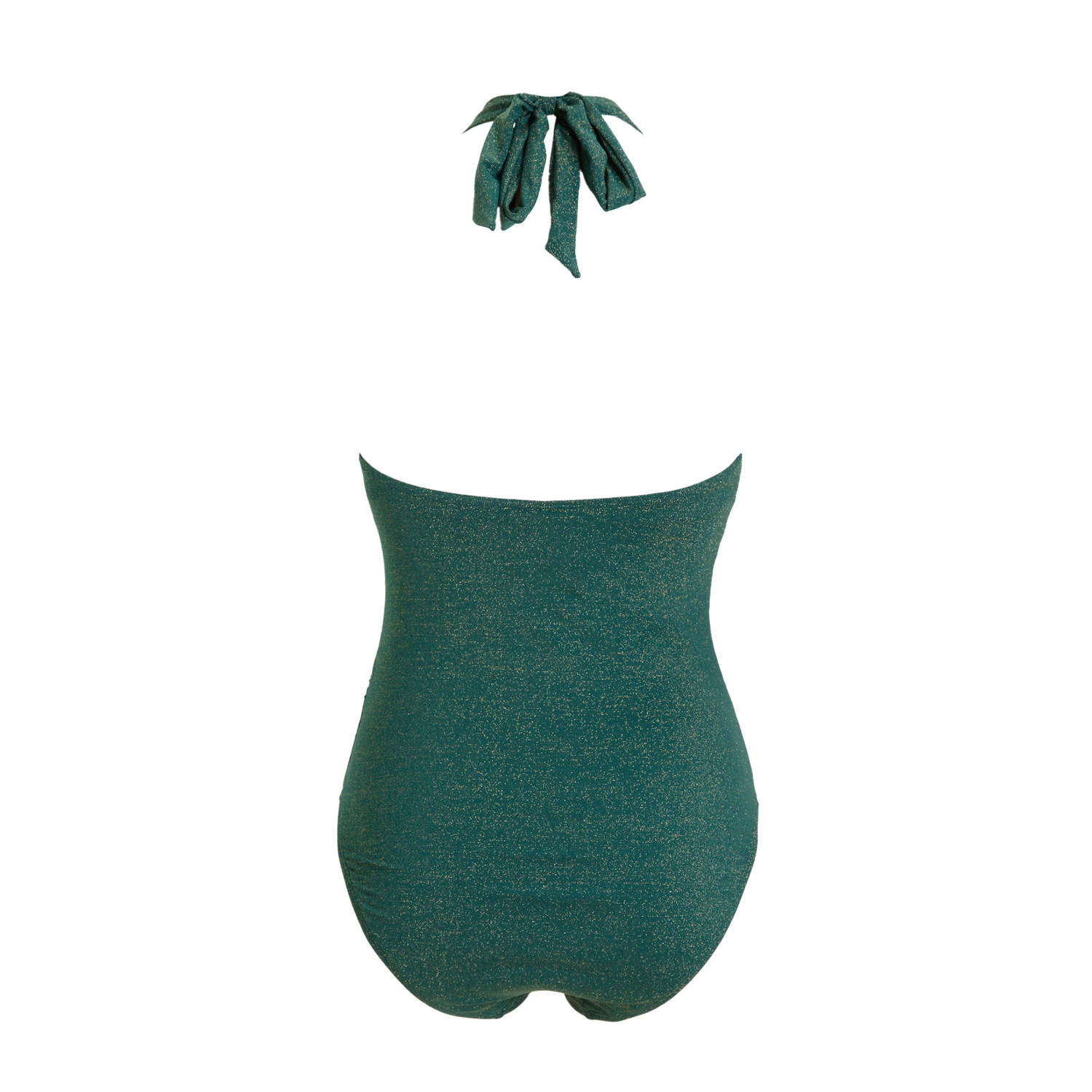BEACHWAVE corrigerend halter badpak met lurex groen