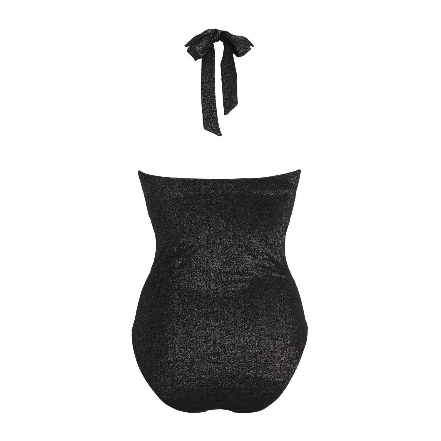 BEACHWAVE corrigerend halter badpak met lurex zwart
