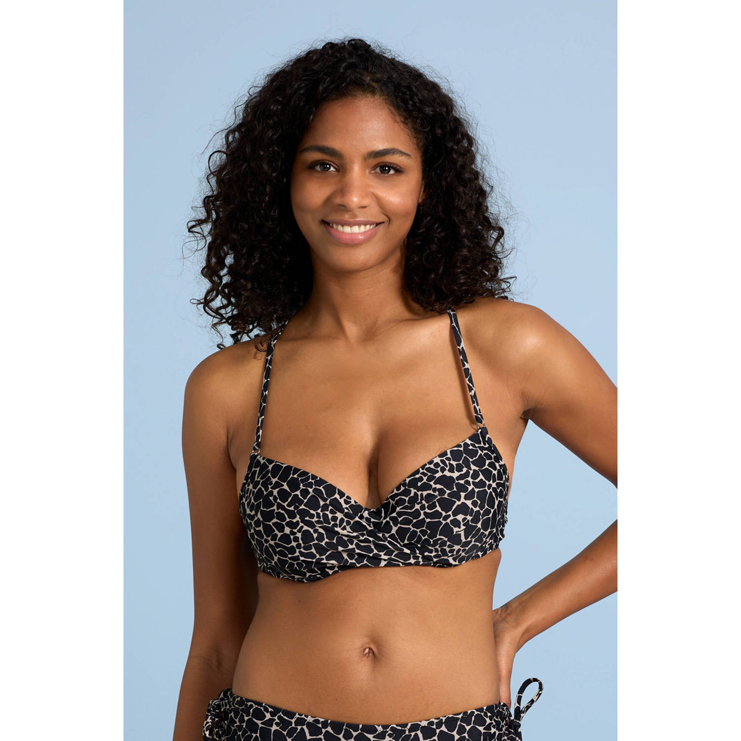BEACHWAVE voorgevormde beugel bikinitop zwart beige