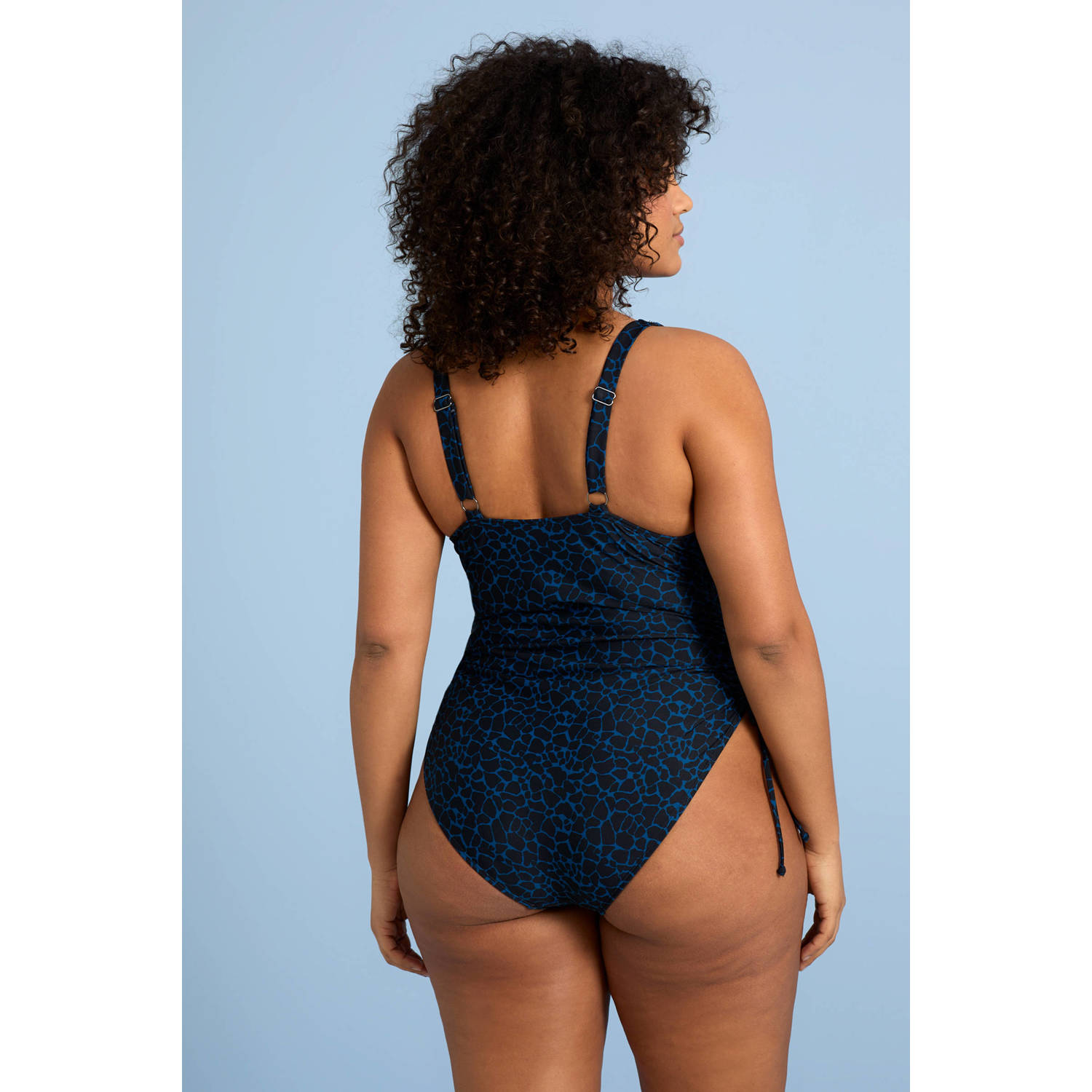 BEACHWAVE Curve corrigerend badpak blauw zwart