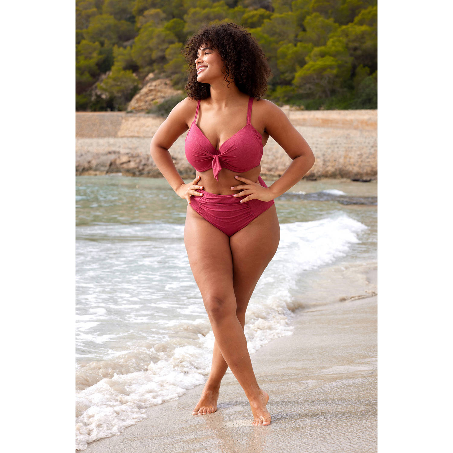 BEACHWAVE Curve voorgevormde beugel bikinitop donkerroze