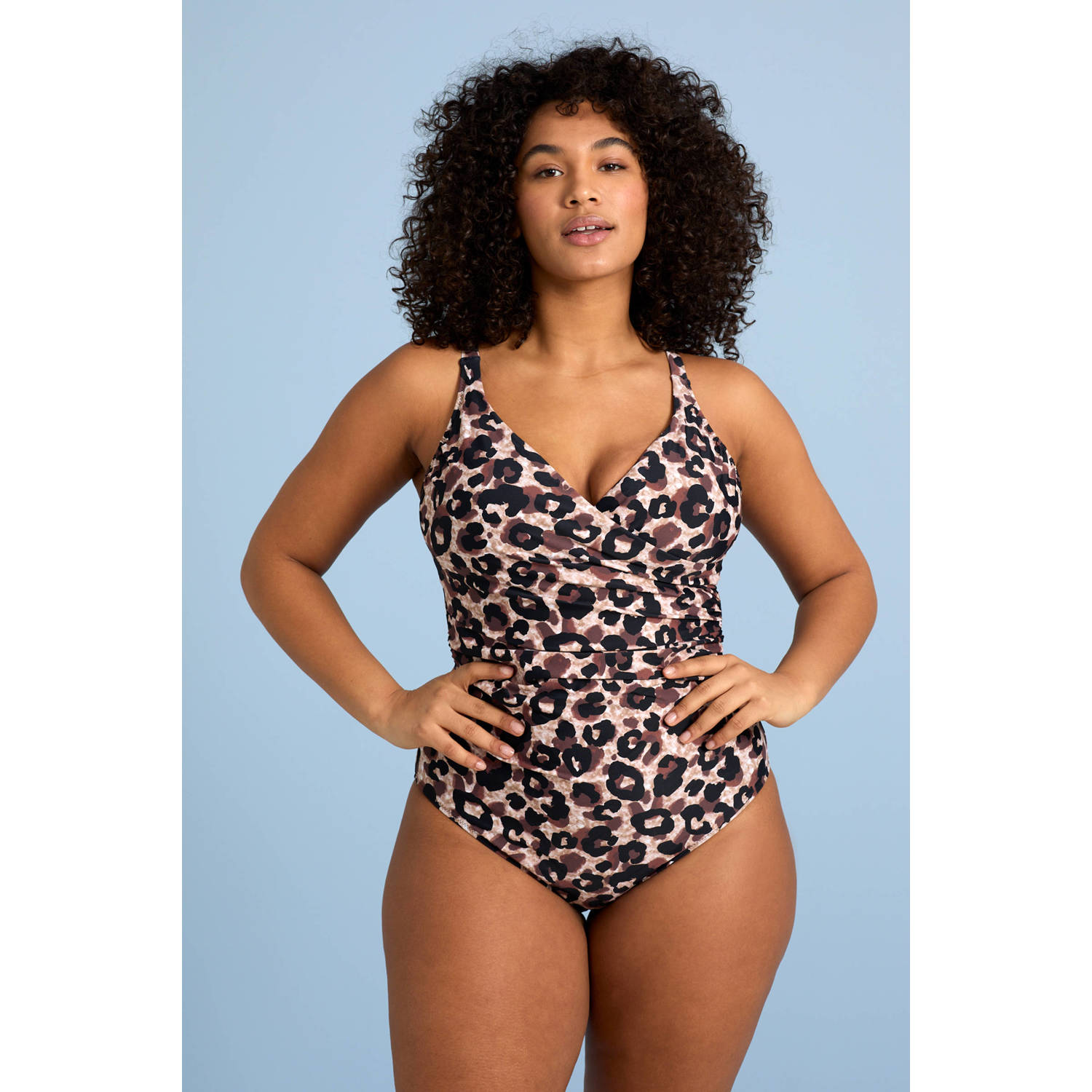 BEACHWAVE Curve corrigerend badpak bruin zwart beige