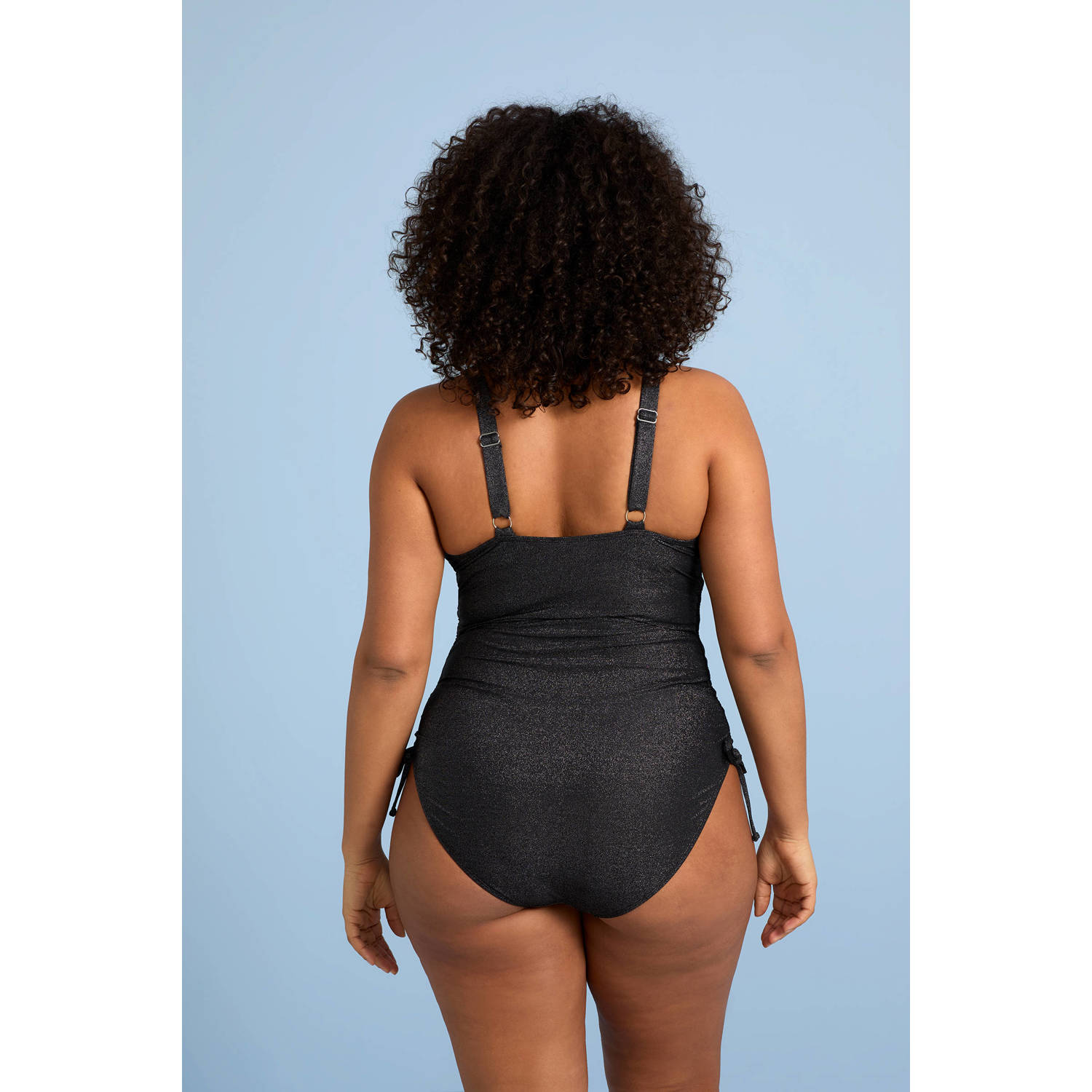BEACHWAVE Curve corrigerend badpak lurex zwart