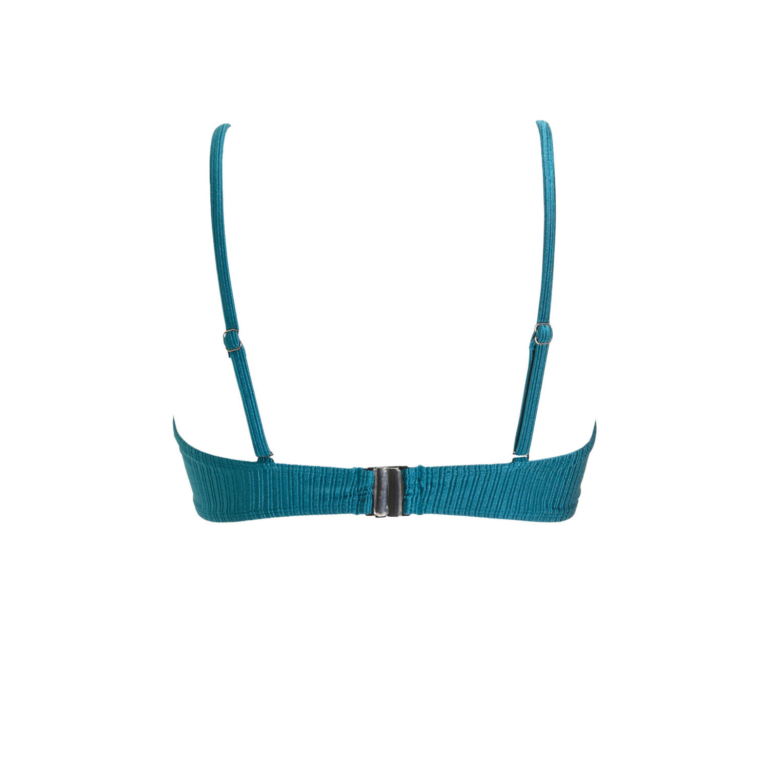 BEACHWAVE voogevormde strapless bandeau bikinitop petrol