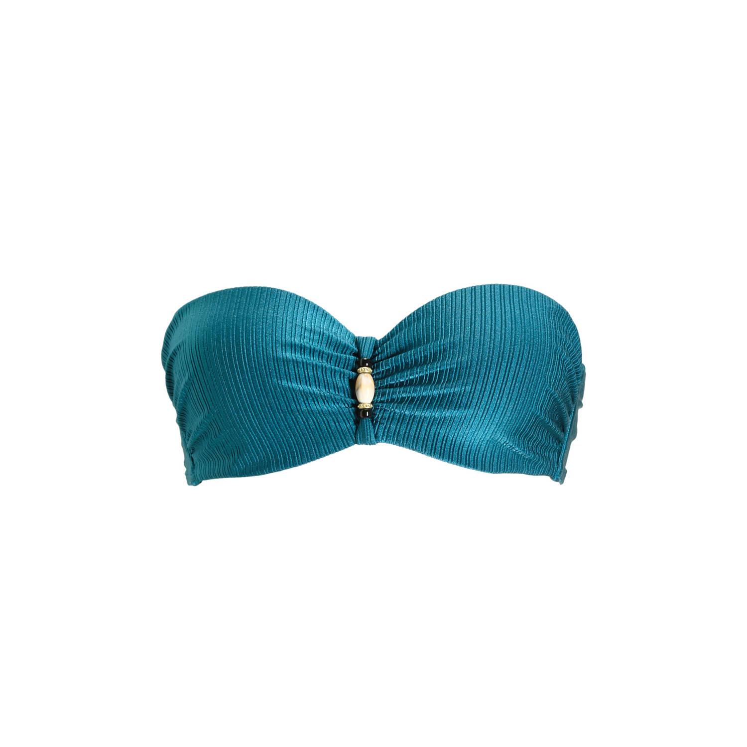 BEACHWAVE voogevormde strapless bandeau bikinitop petrol