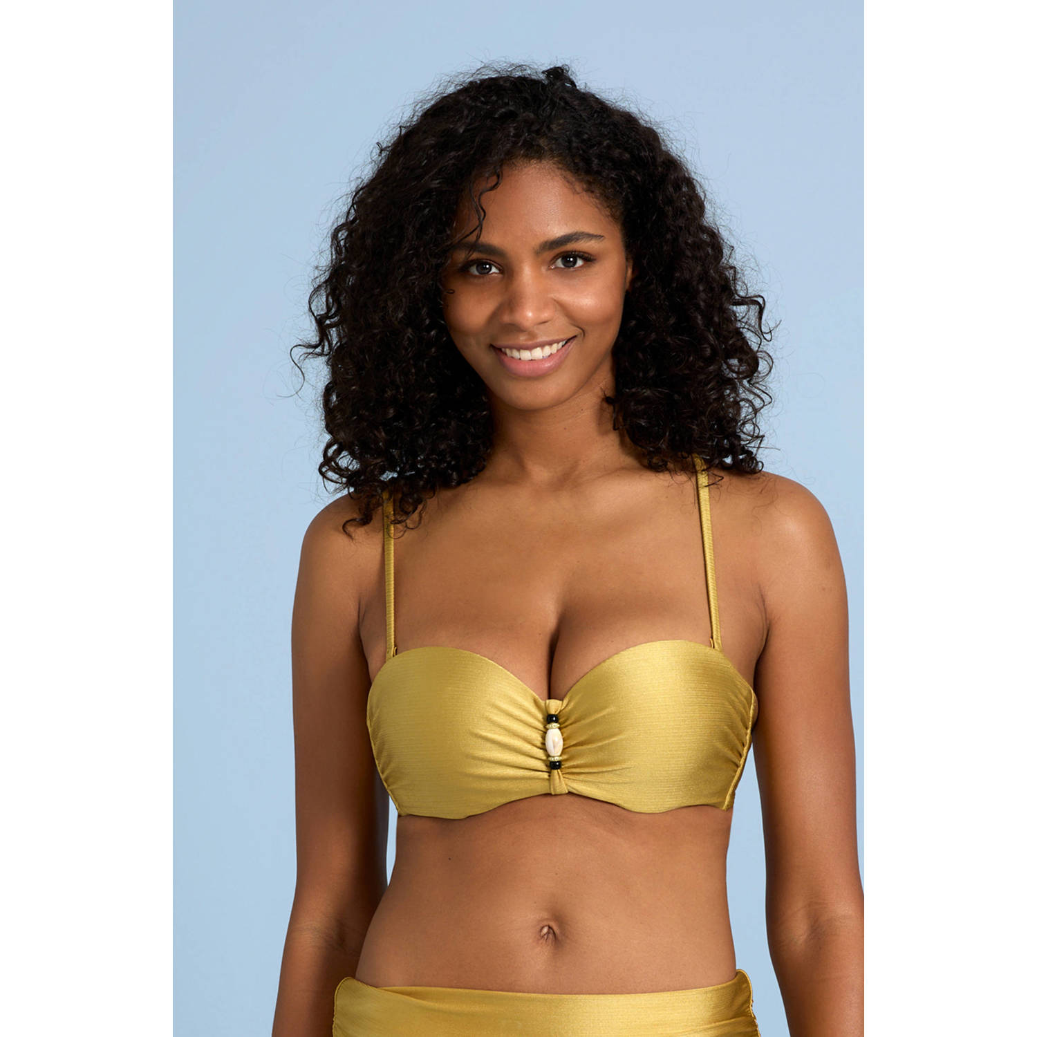 BEACHWAVE voogevormde strapless bandeau bikinitop goud